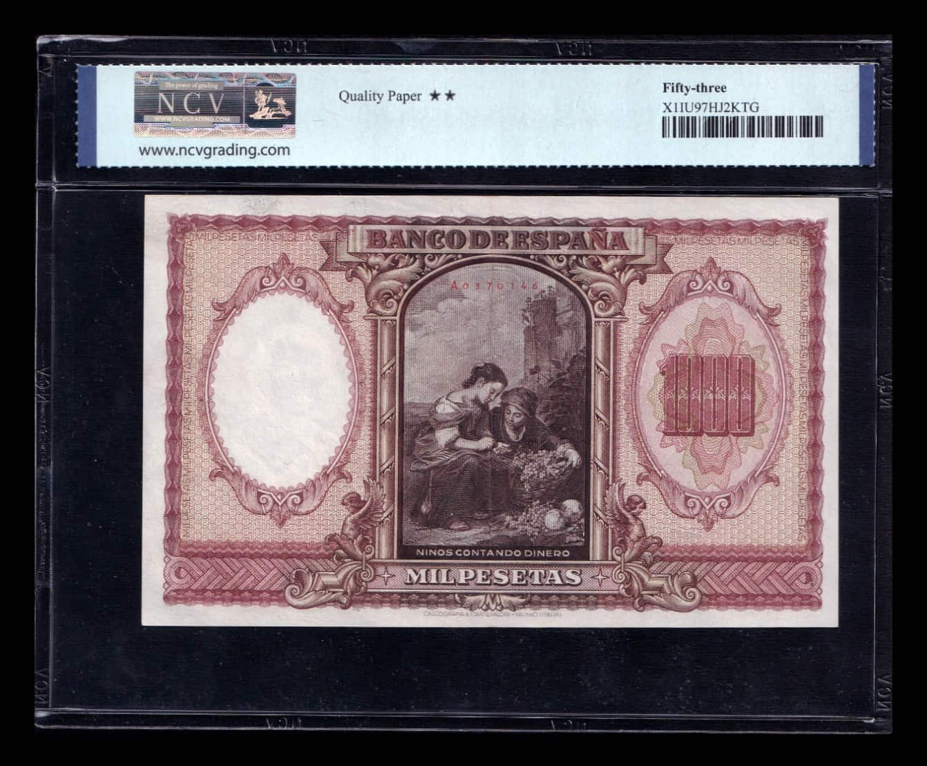 Alternative view of España 1000 Pesetas Bartolomé Murillo 1940 Pick 120 NCV 53 Ebc/+ Xf/+