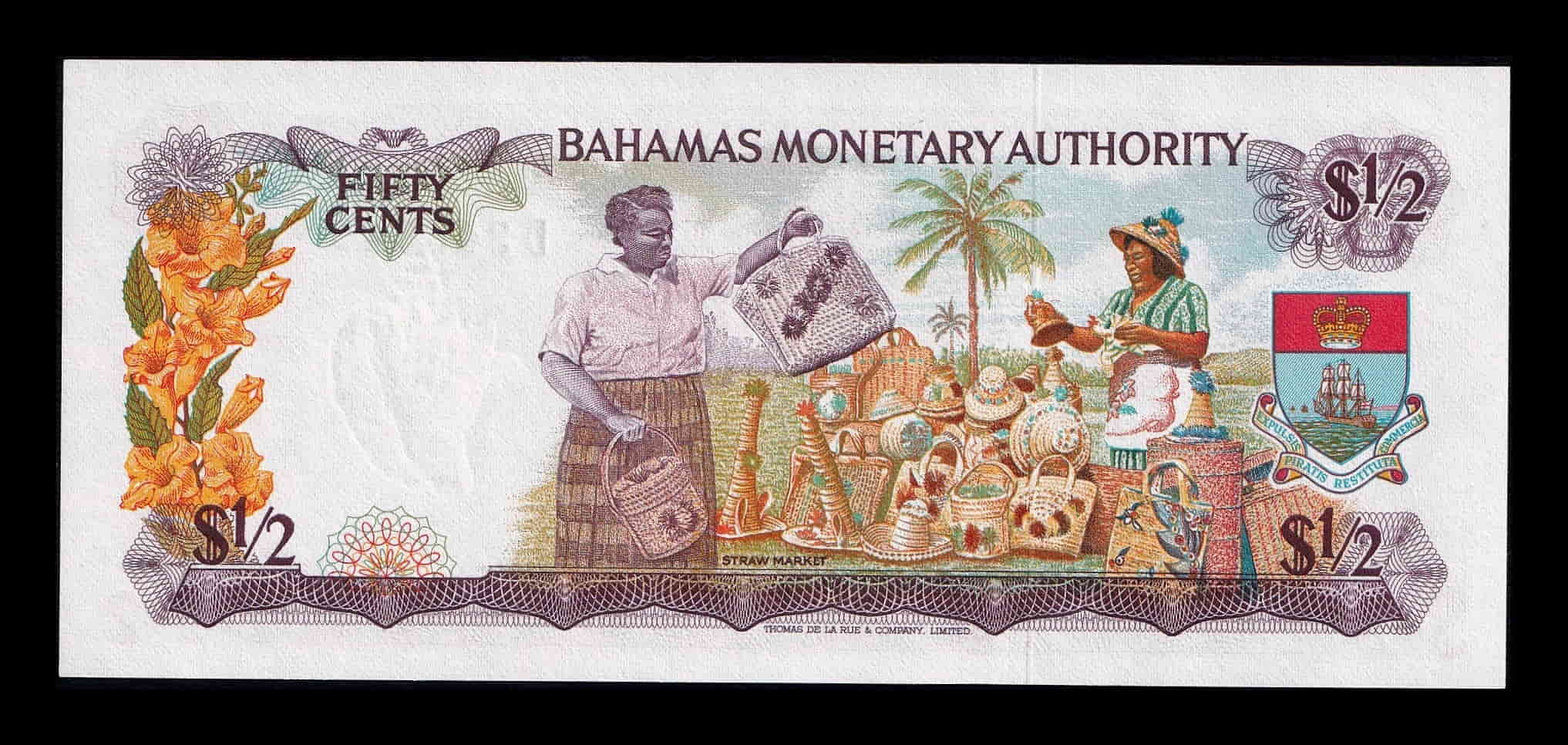 Alternative view of Bahamas 50 Cents 1/2 Dólar Elizabeth II 1968 Pick 26 Sc Unc
