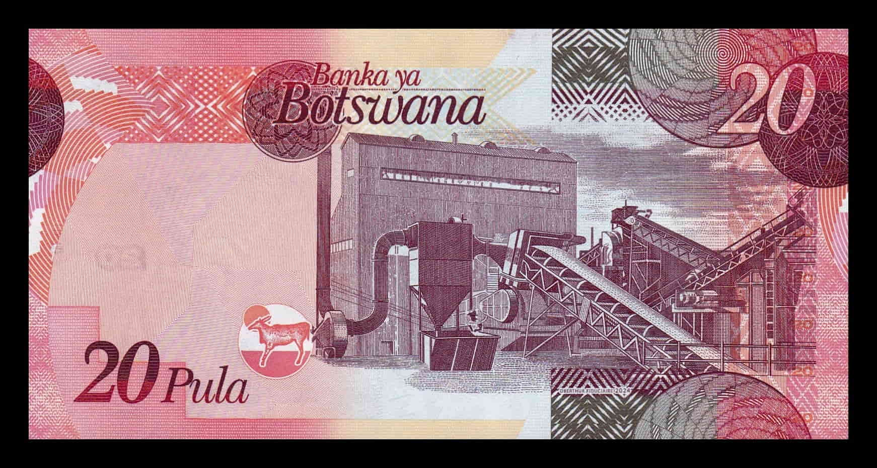 Alternative view of Botswana 20 Pula 2024 Pick 31i Sc Unc
