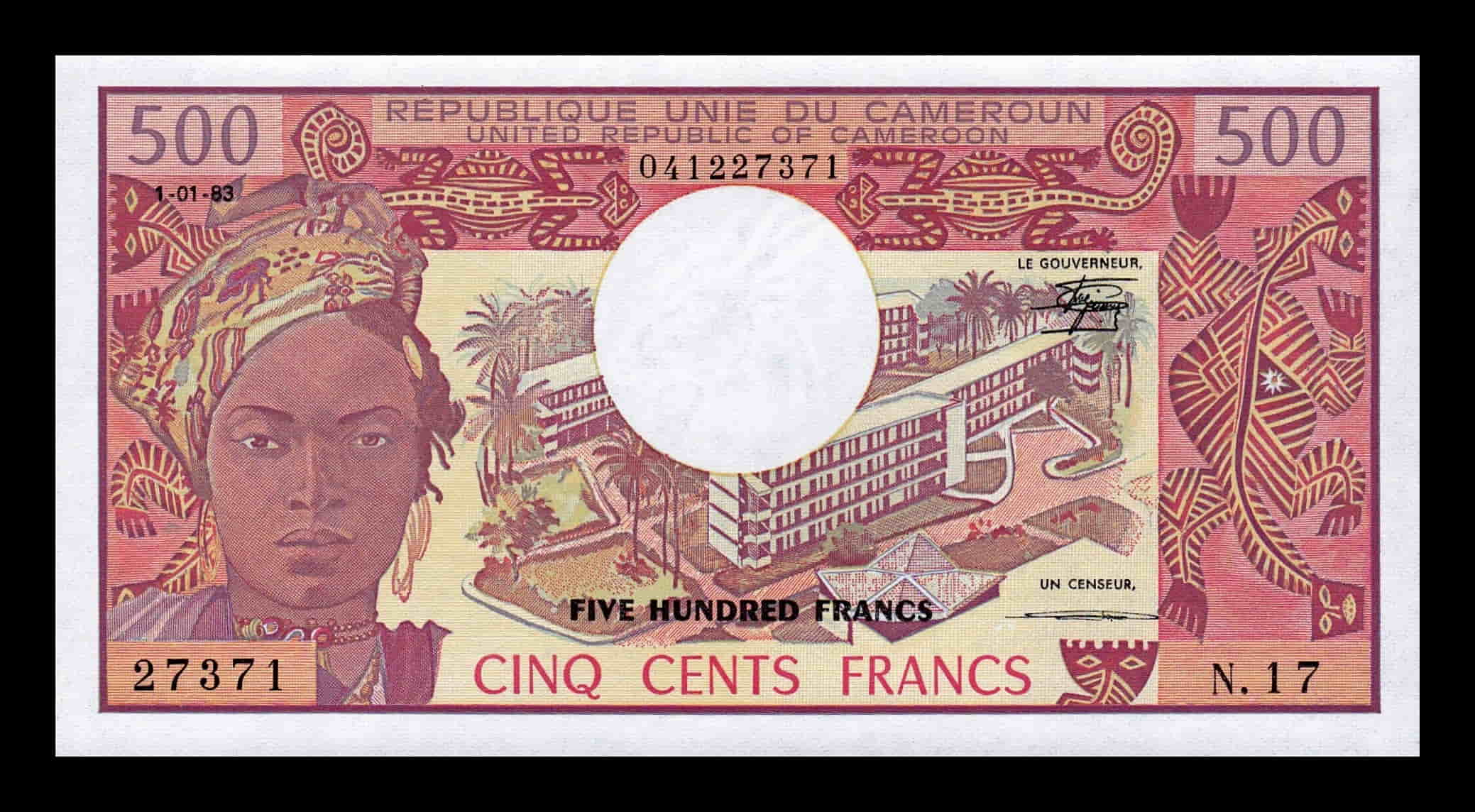Camerún 500 Francos 1983 Pick 15d Sc Unc