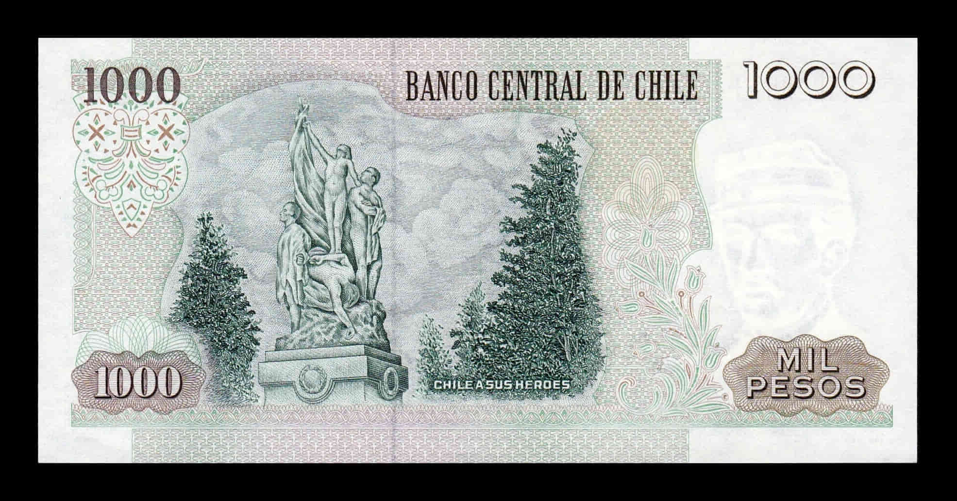 Alternative view of Chile 1000 Pesos Ignacio Carrera Pinto 1994 Pick 154e Sc Unc