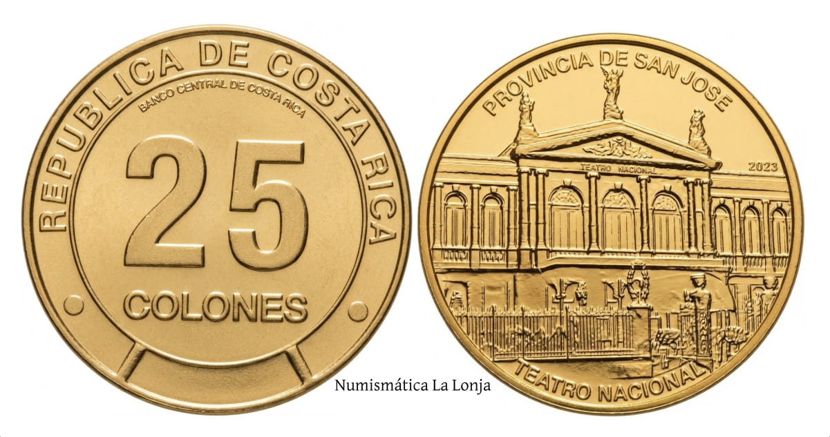 Costa Rica 25 Colones Provincia de San José 2023 Km Nuevo Sc Unc