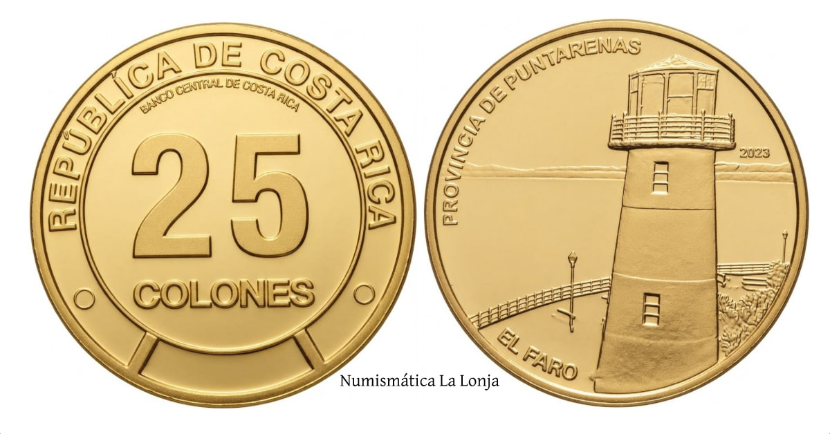 Costa Rica 25 Colones Provincia de Puntarenas 2023 Km Nuevo Sc Unc