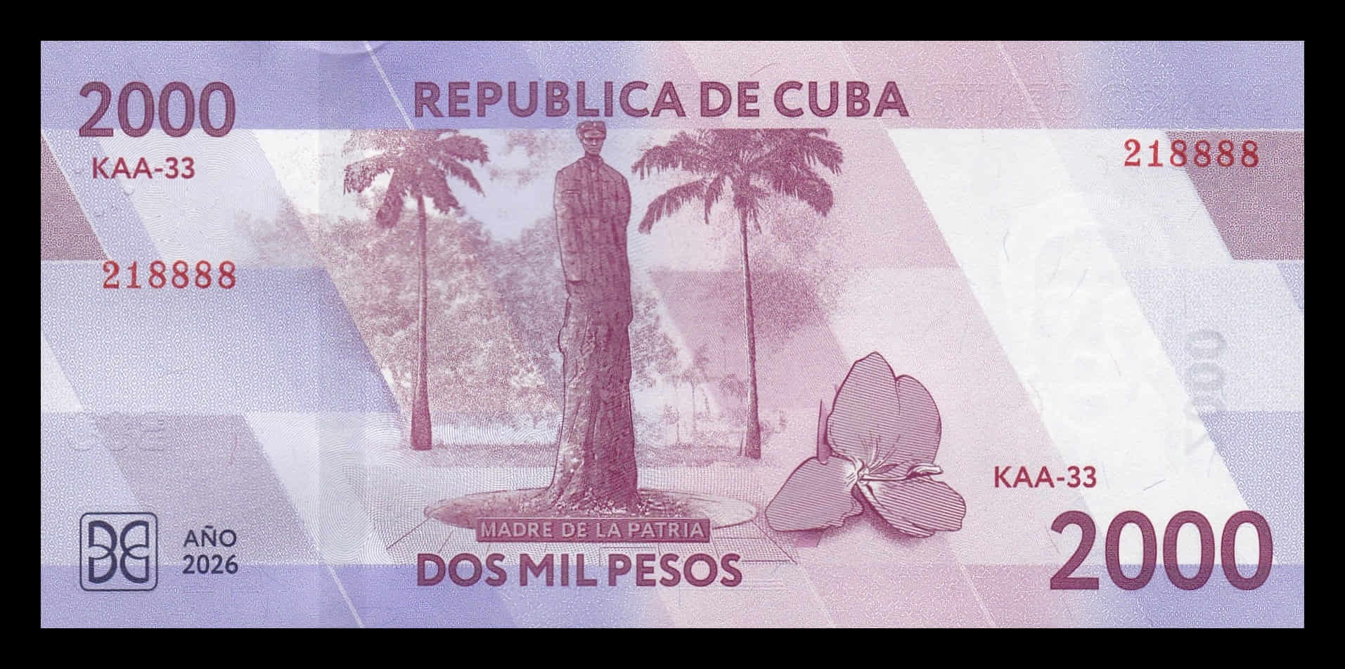 Alternative view of Cuba 2000 Pesos Mariana Grajales Cuello 2026 Pick 145 Nuevo Sc Unc