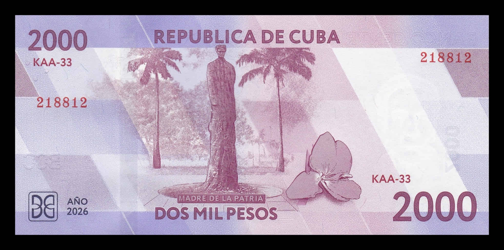 Cuba 2000 Pesos Mariana Grajales Cuello 2026 Pick 145 Nuevo Capicua Sc Unc