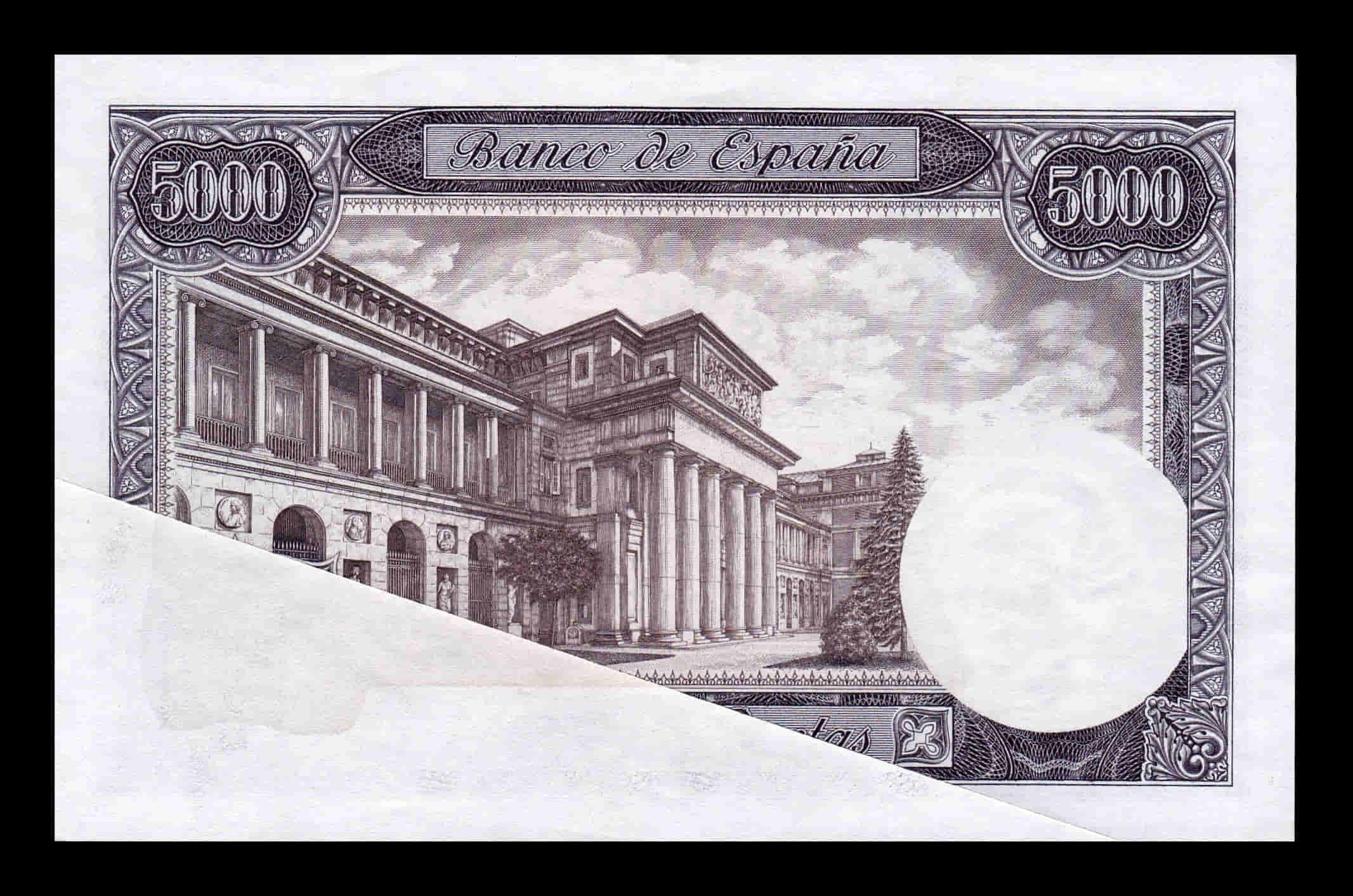 España Error impresión 5000 Pesetas Carlos III 1976 Pick 155 Serie Q Sc- aUnc