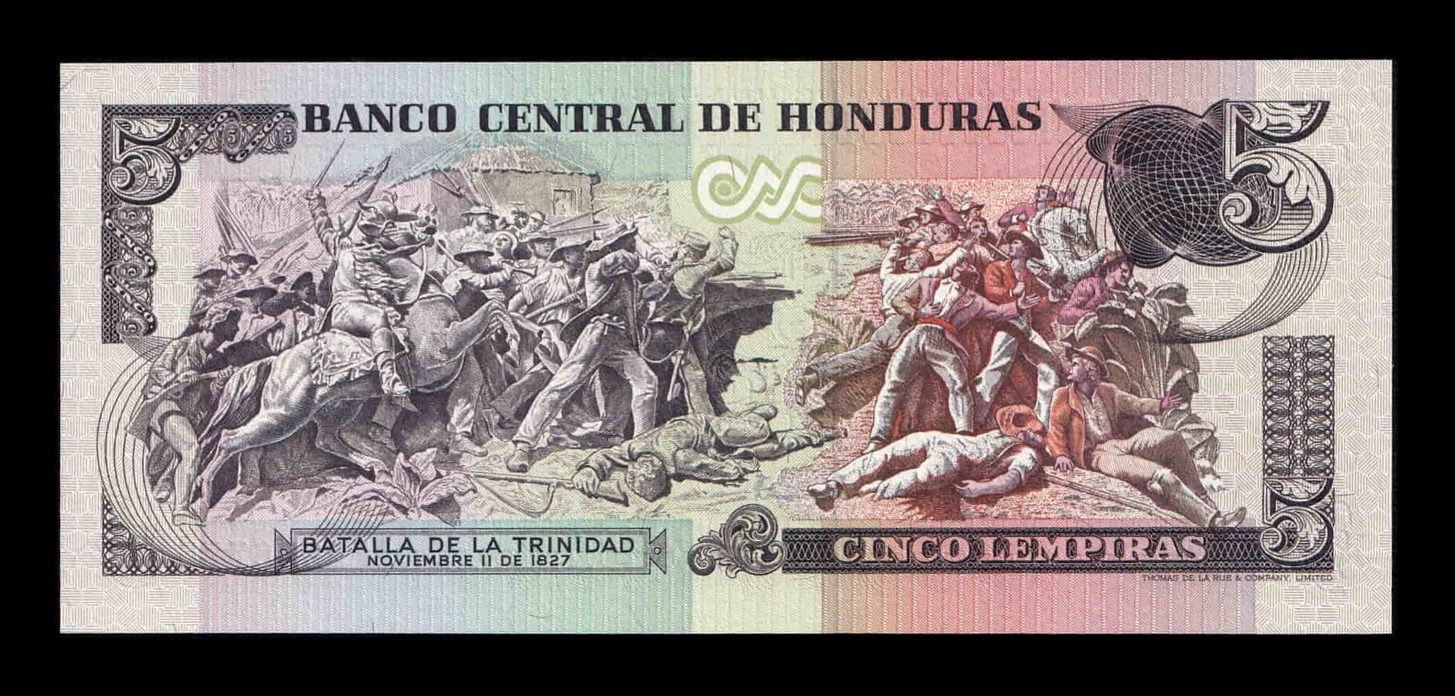 Alternative view of Honduras 5 Lempiras José Francisco Morazán Quezada 1993 Pick 63c Sc Unc