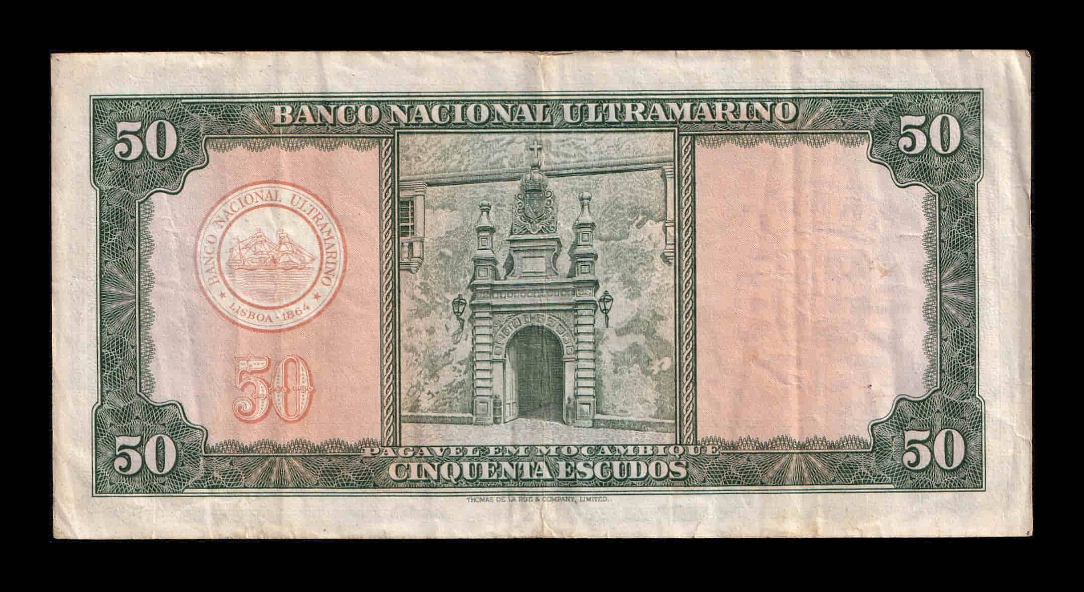 Alternative view of Mozambique 50 Escudos Eduardo Costa 1958 Pick 106a(5) Mbc Vf