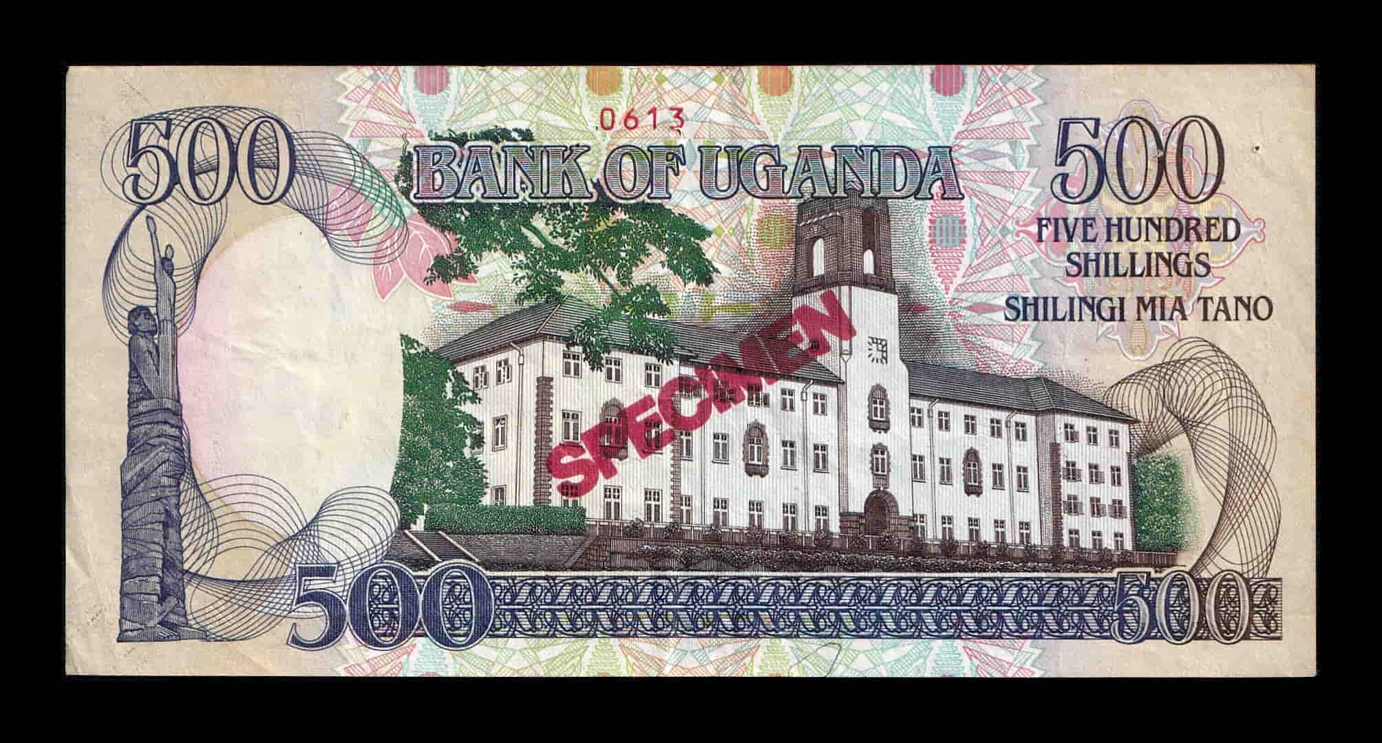 Alternative view of Uganda 500 Shillings Elefante 1991 Pick 33As Specimen Mbc/Ebc Vf/Xf