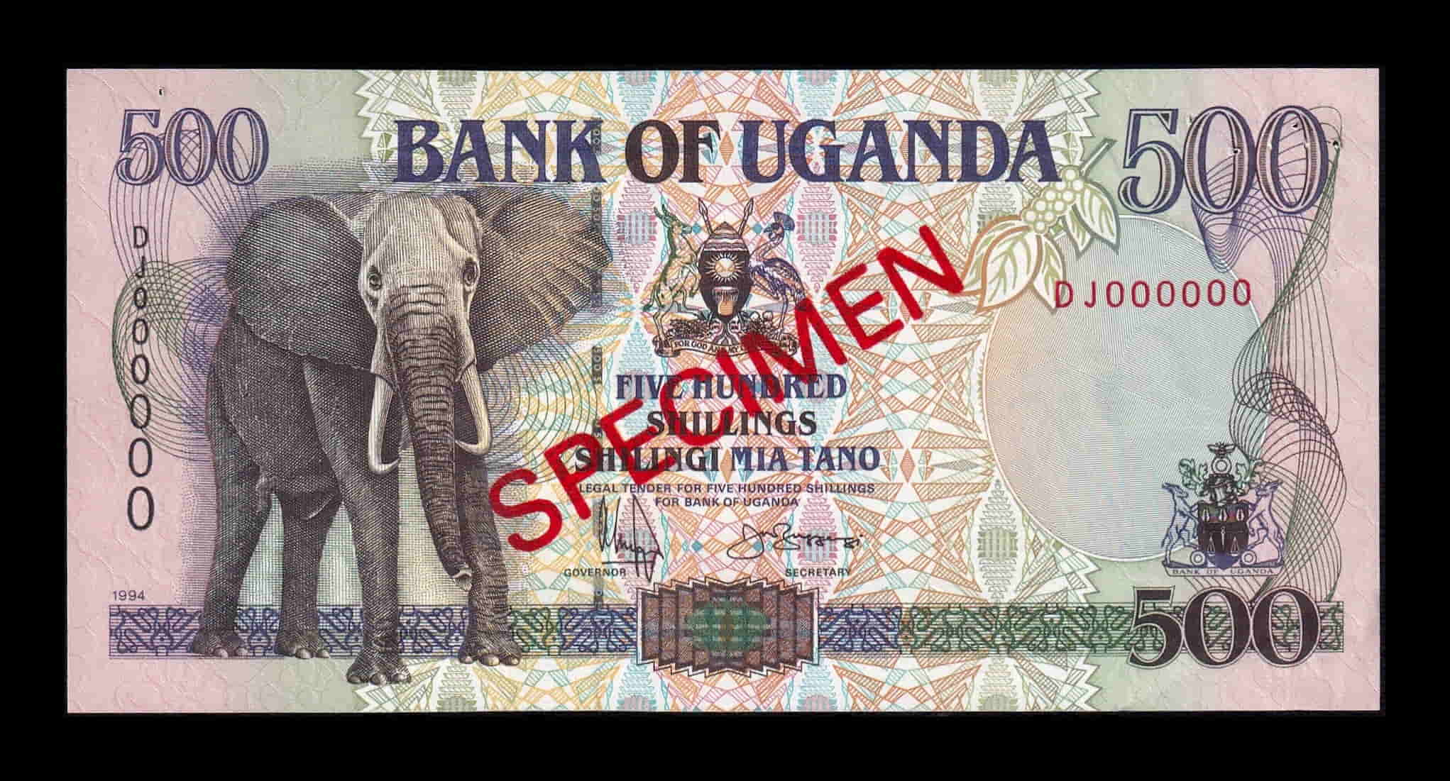 Uganda 500 Shillings Elefante 1994 Pick 35As Specimen Sc- aUnc