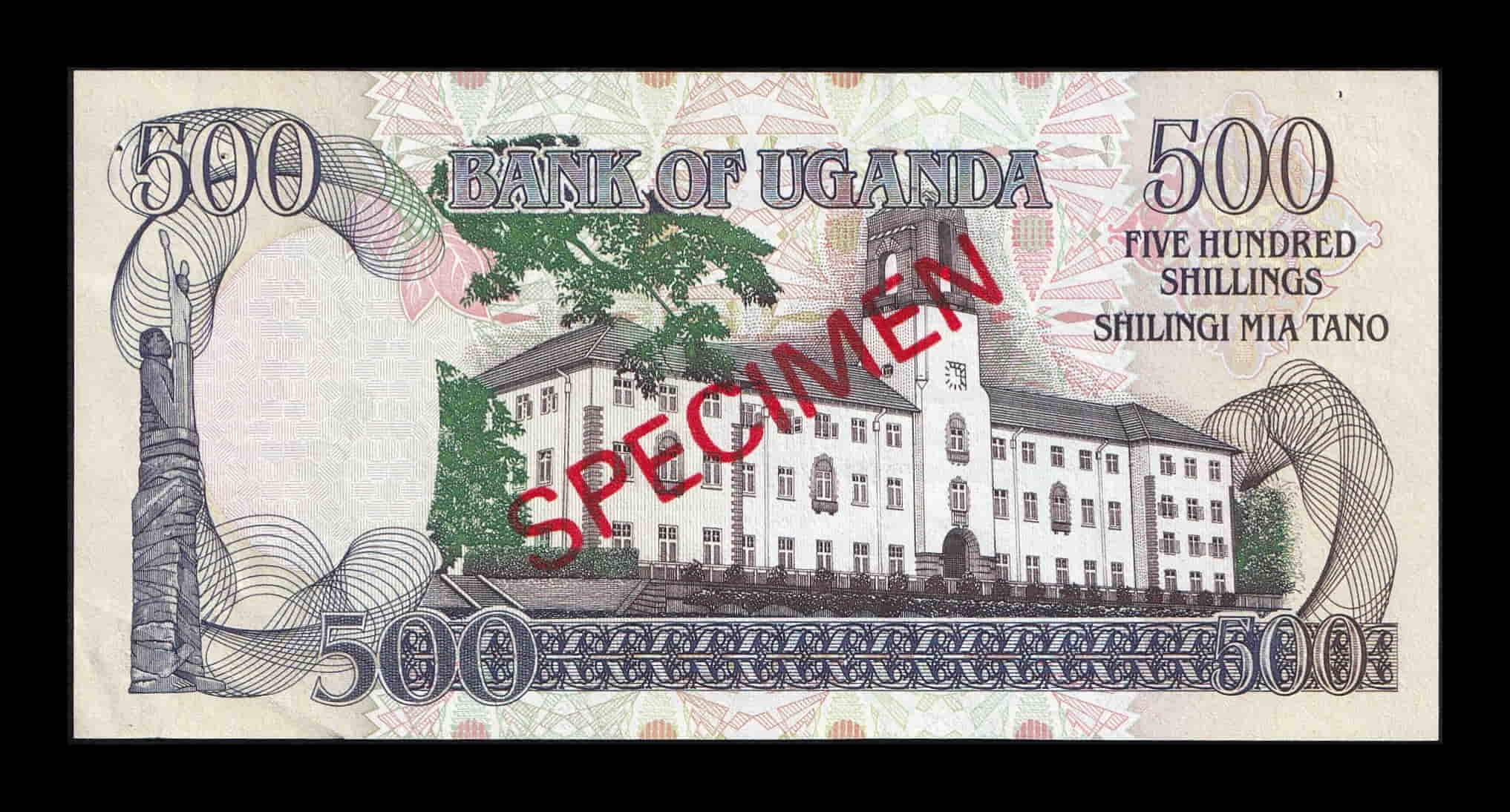 Alternative view of Uganda 500 Shillings Elefante 1994 Pick 35As Specimen Sc- aUnc