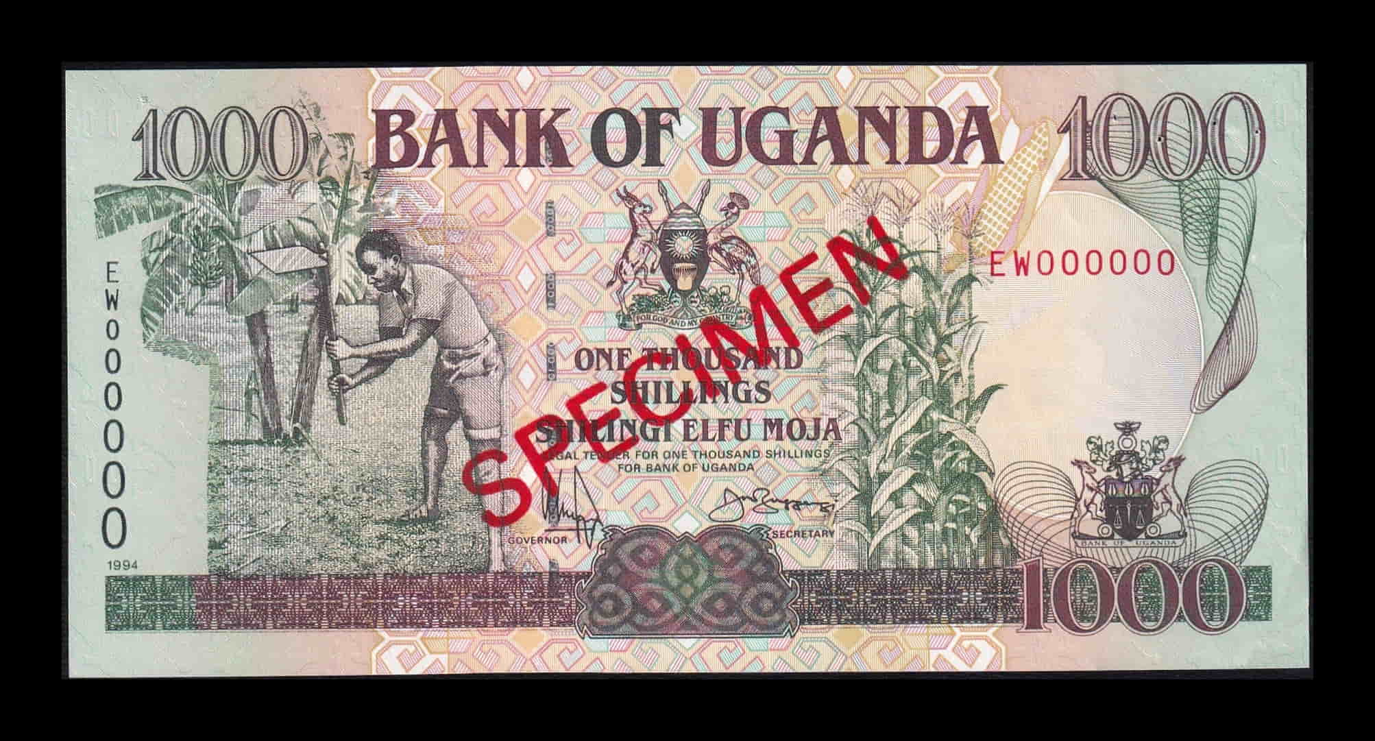 Uganda 1000 Shillings 1994 Pick 36As Specimen Sc- aUnc