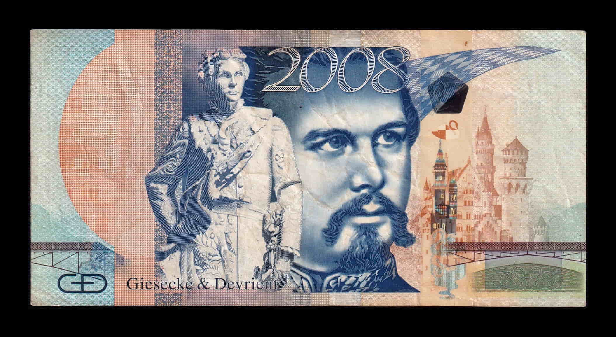Giesecke & Devrient Test Note Luis II de Bavière 2008 Mbc Vf