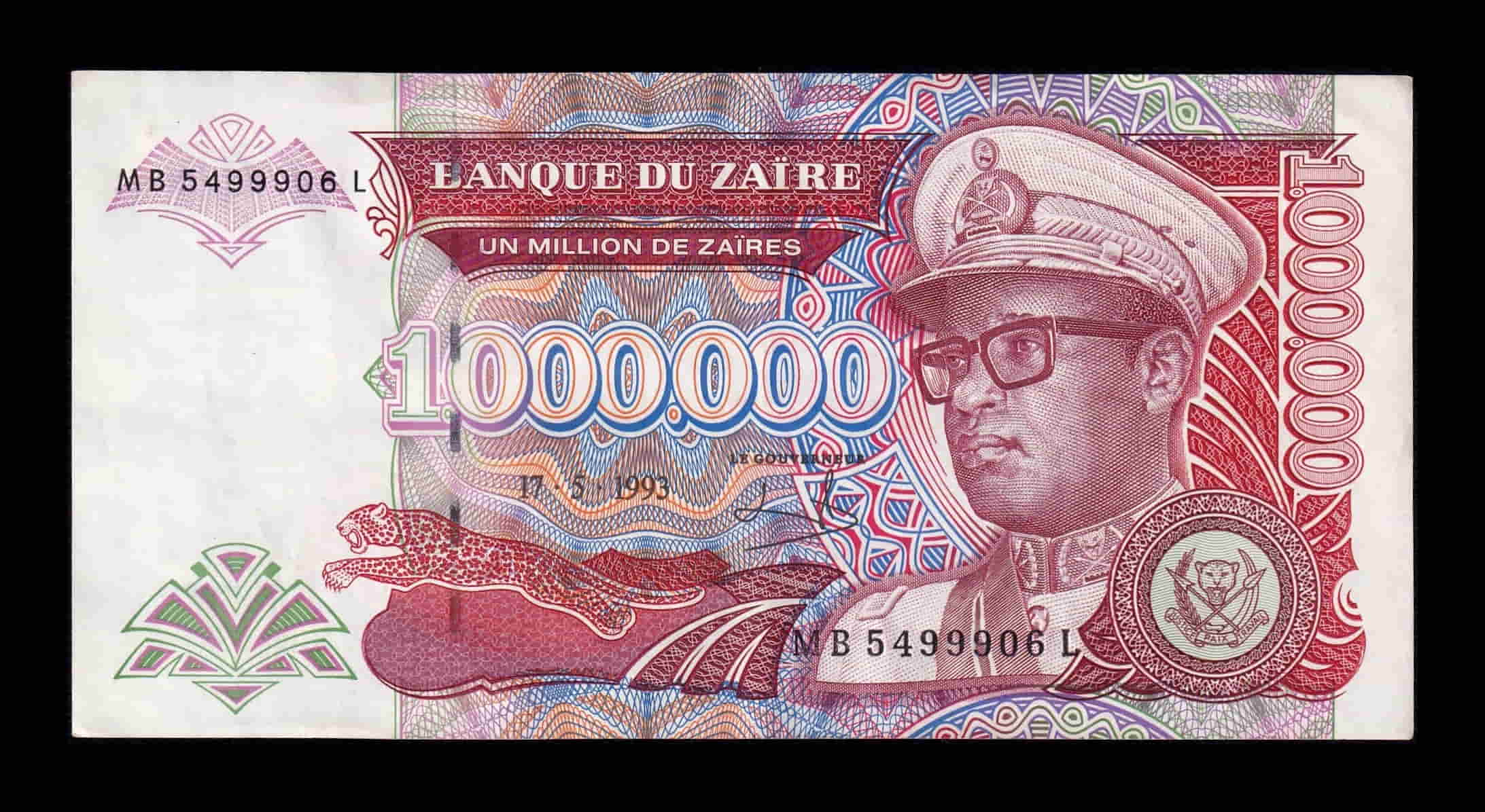 Zaire 1000000 Zaires Joseph Désiré 1993 Pick 45b Ebc Xf