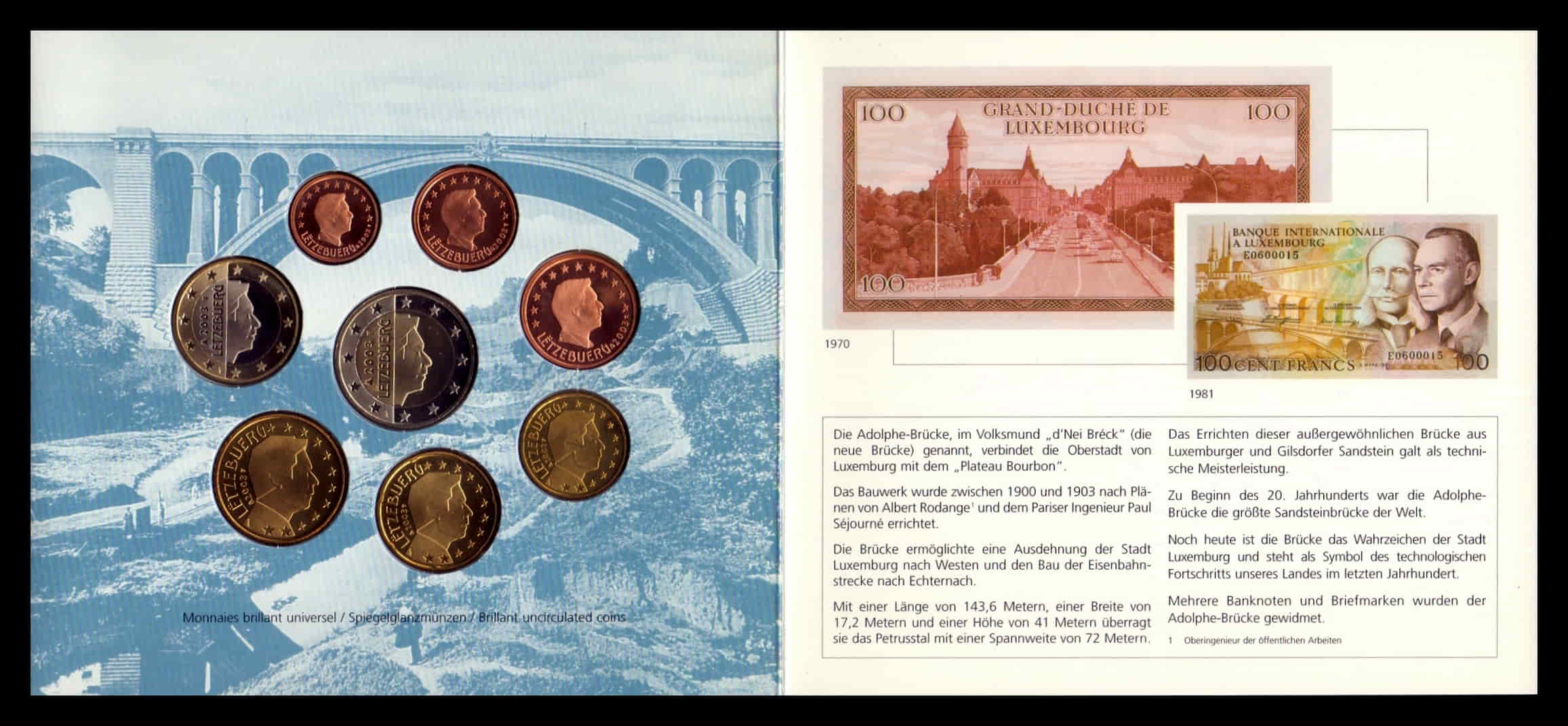Alternative view of Luxemburgo Cartera Euro Set 8 Monedas Emisión Oficial Conmemorativa 2003 Sc Unc
