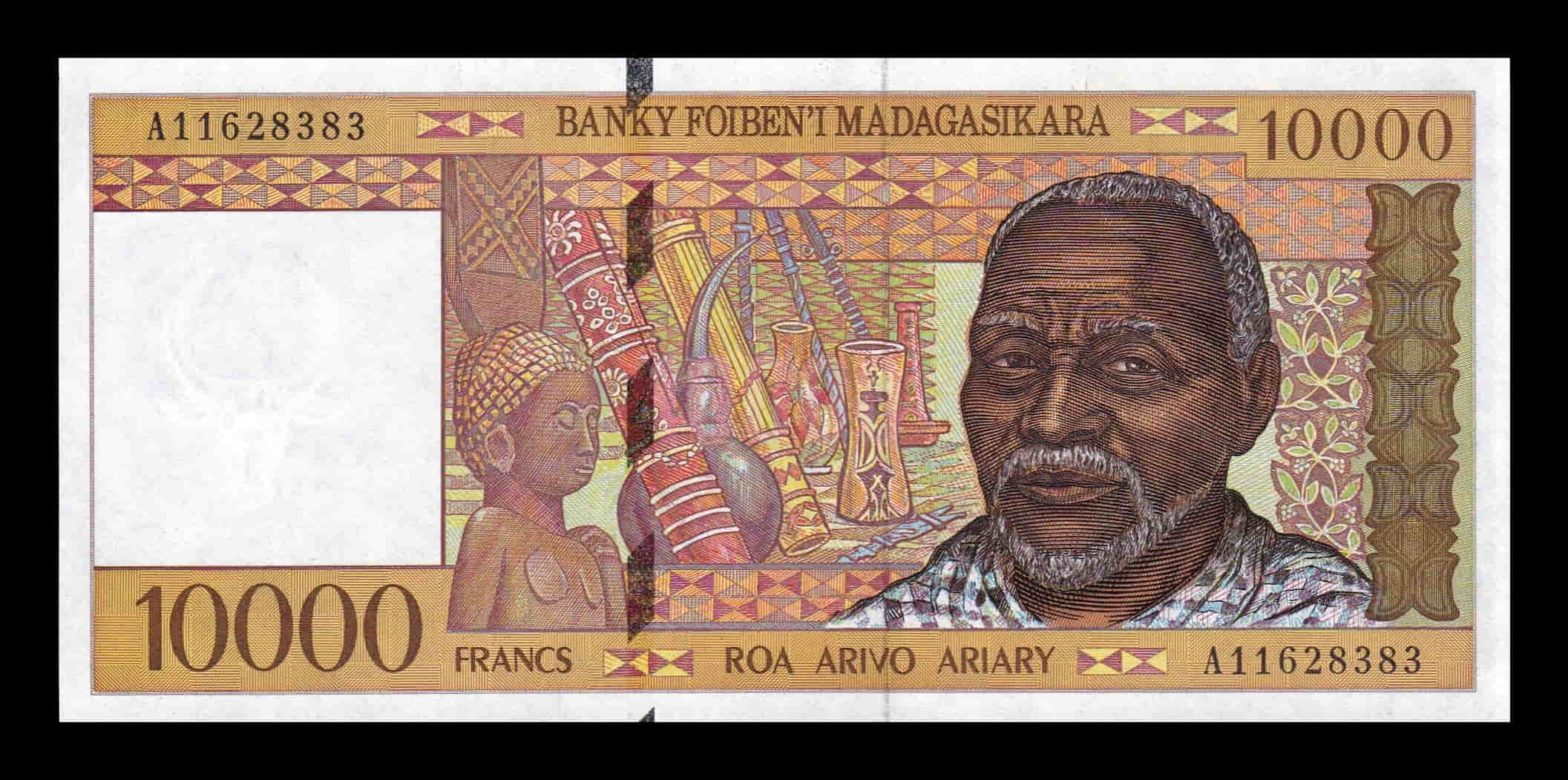 Madagascar 10000 Francos = 2000 Ariary 1995 Pick 79a Sc Unc