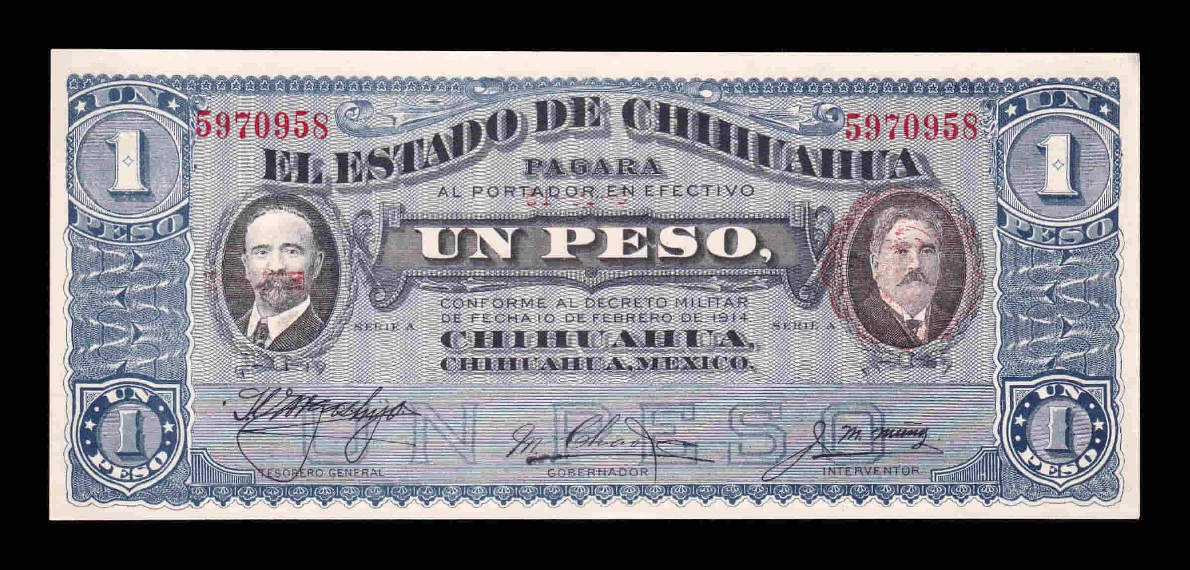 México 1 Peso 1915 Pick S529c Serie A Sc Unc
