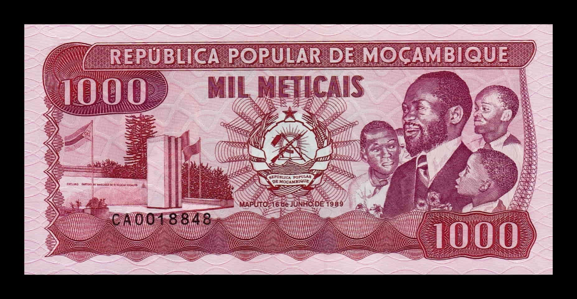 Mozambique 1000 Meticais 1989 Pick 132c Sc Unc