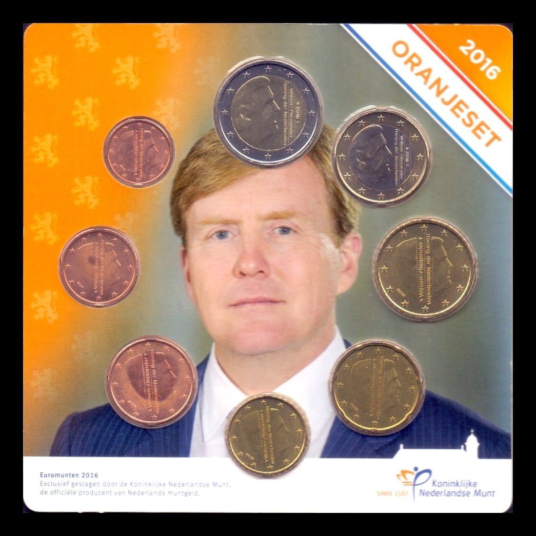 Holanda Cartera Euro Set 8 Monedas Emisión Oficial 2016 Sc Unc