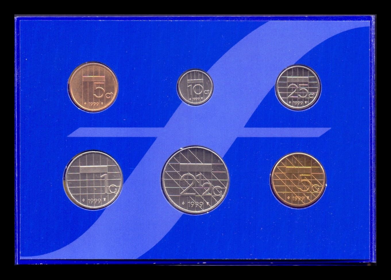 Alternative view of Holanda Cartera Gulden 6 Monedas Emisión Oficial 1999 Sc Unc