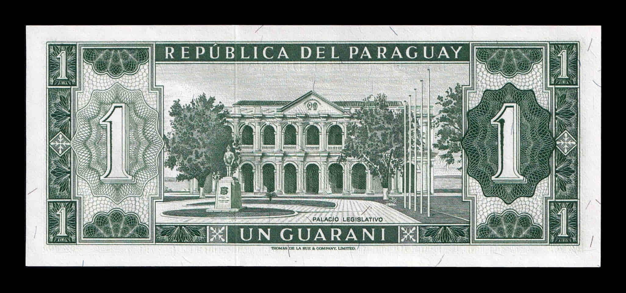 Alternative view of Paraguay 1 Guaraní L. 1952 (1963) Pick 193b Sc Unc