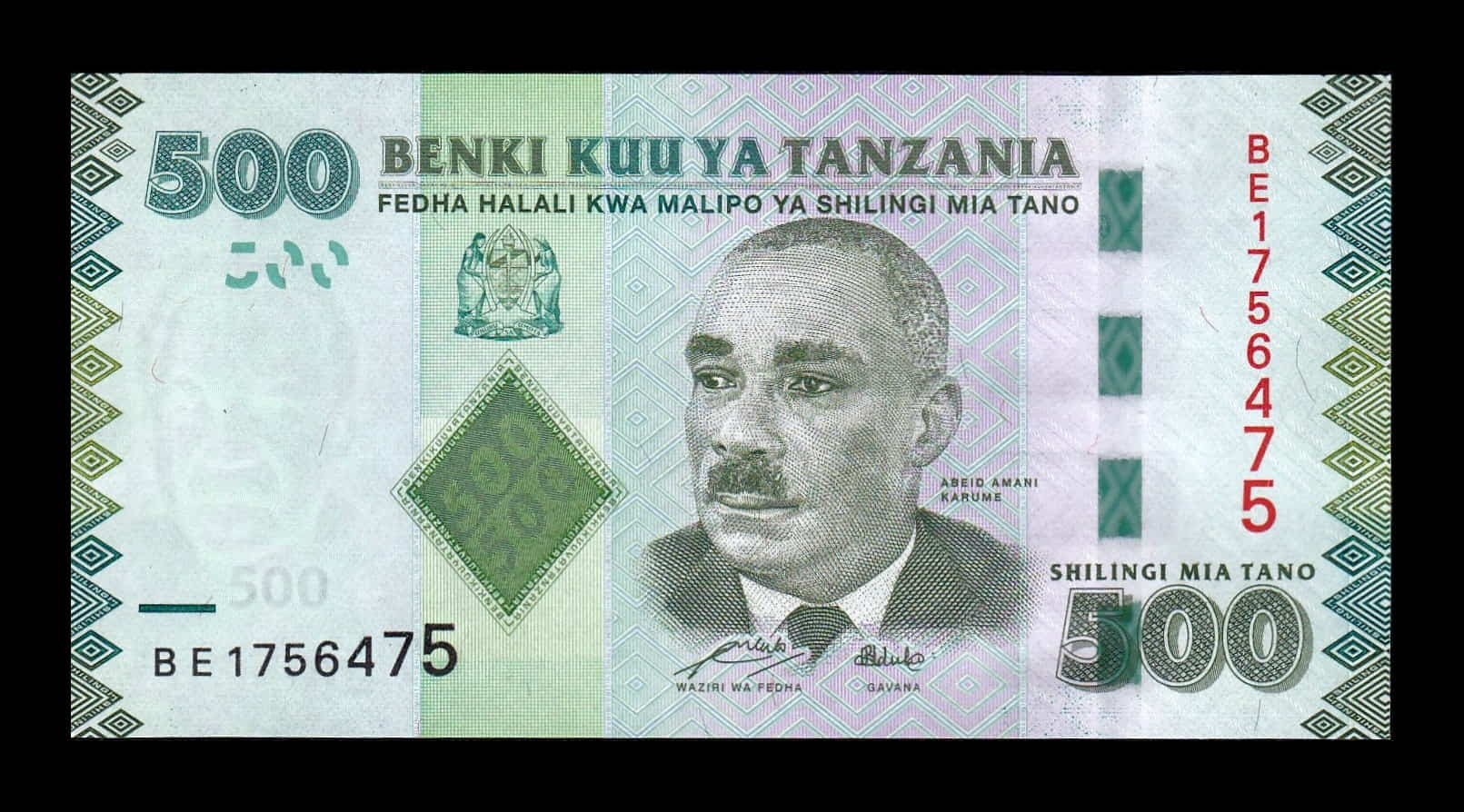 Tanzania 500 Shillings Abeid Karume 2010 Pick 40 Sc Unc