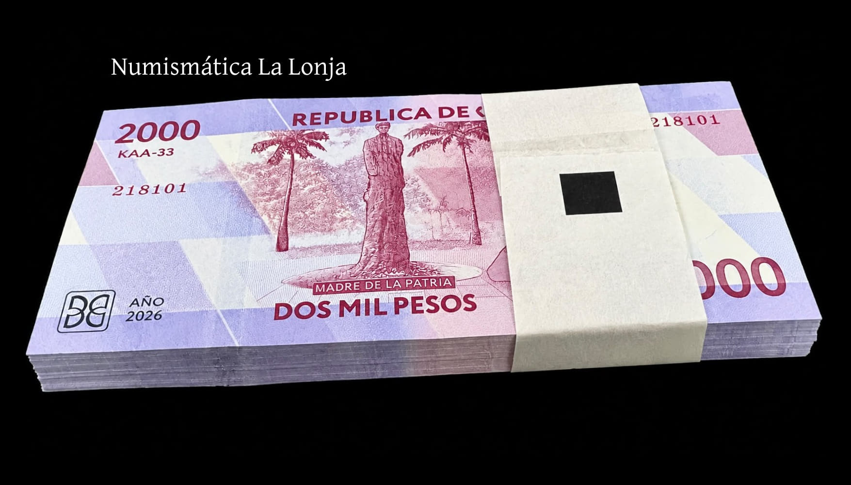 Alternative view of Cuba Taco 100 billetes 2000 Pesos Mariana Grajales Cuello 2026 Pick 145 Nuevo Sc Unc