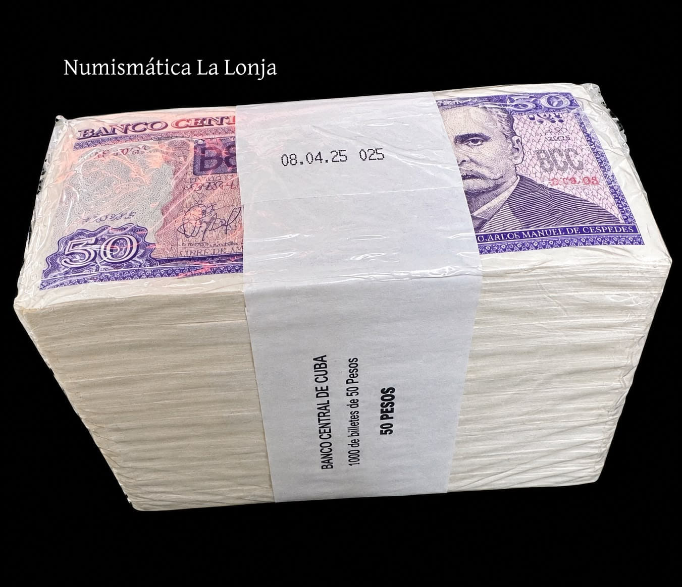 Cuba Brick 1000 billetes 50 Pesos Calixto García Iñiguez 2025 Pick 123n Nuevo Sc Unc