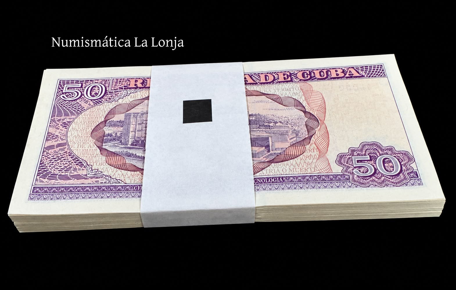 Alternative view of Cuba Taco 100 billetes 50 Pesos Calixto García Iñiguez 2025 Pick 123n Nuevo Sc Unc