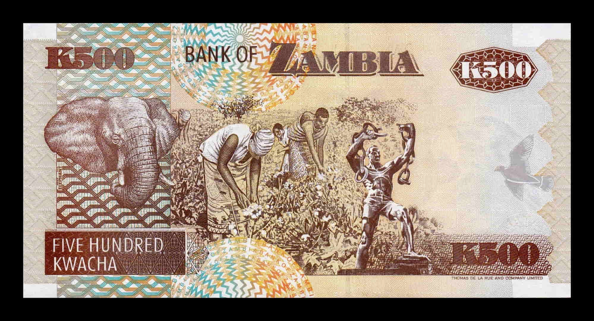 Alternative view of Zambia 500 Kwacha Águila 1992 Pick 39a Sc Unc