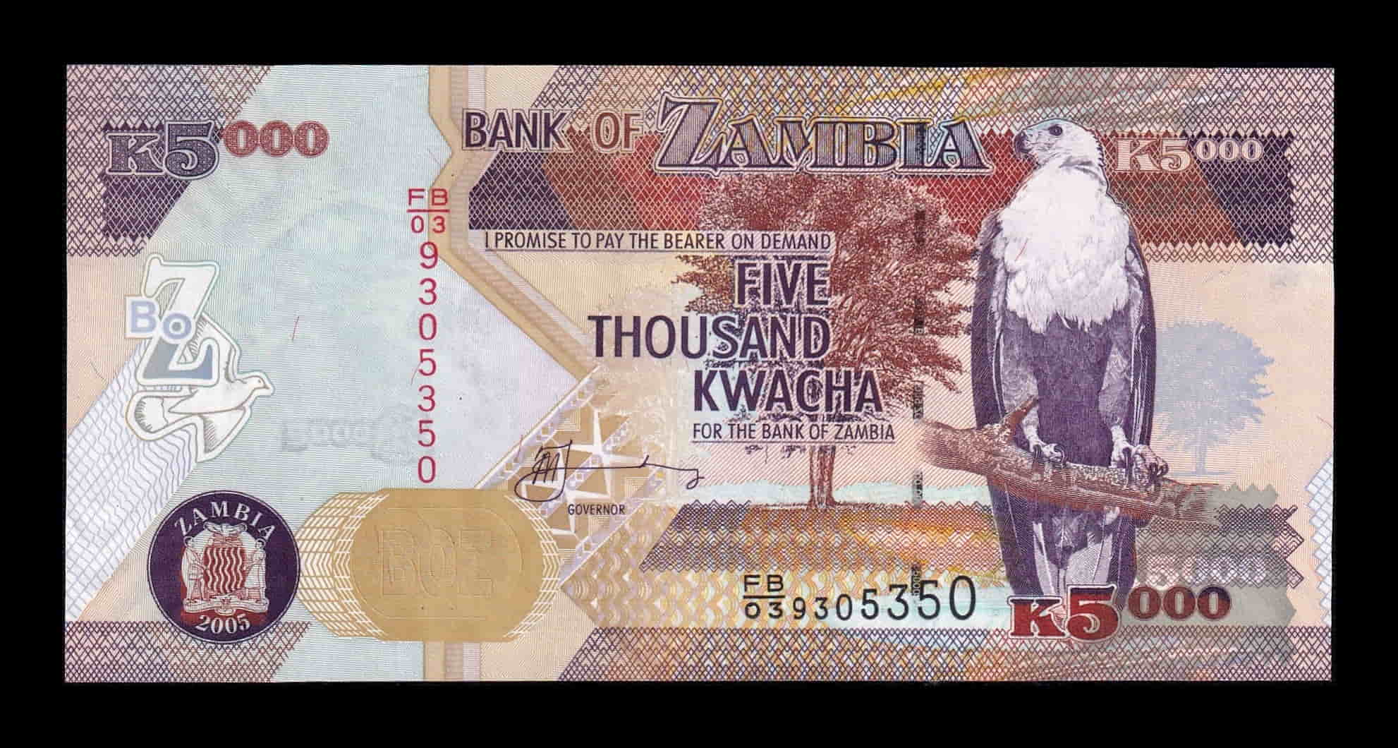 Zambia 5000 Kwacha 2005 Pick 25b Sc Unc