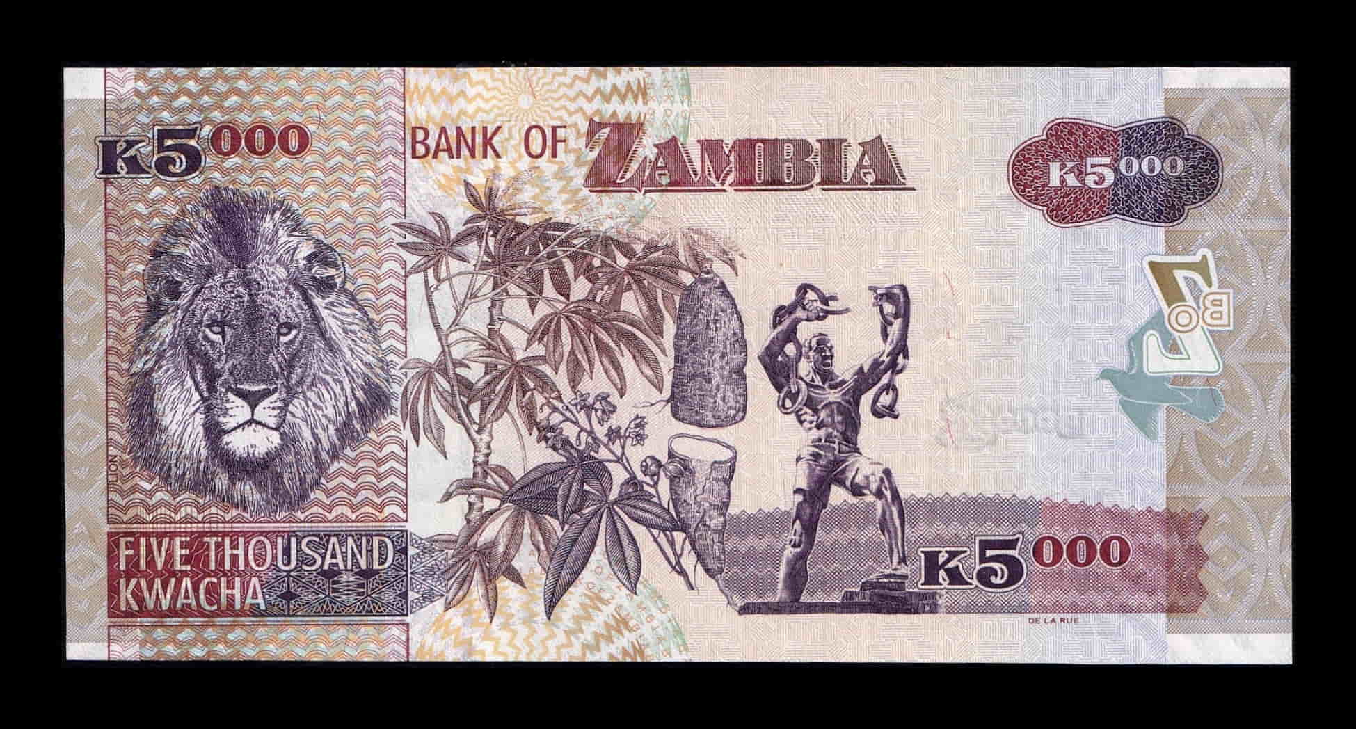 Alternative view of Zambia 5000 Kwacha 2005 Pick 25b Sc Unc