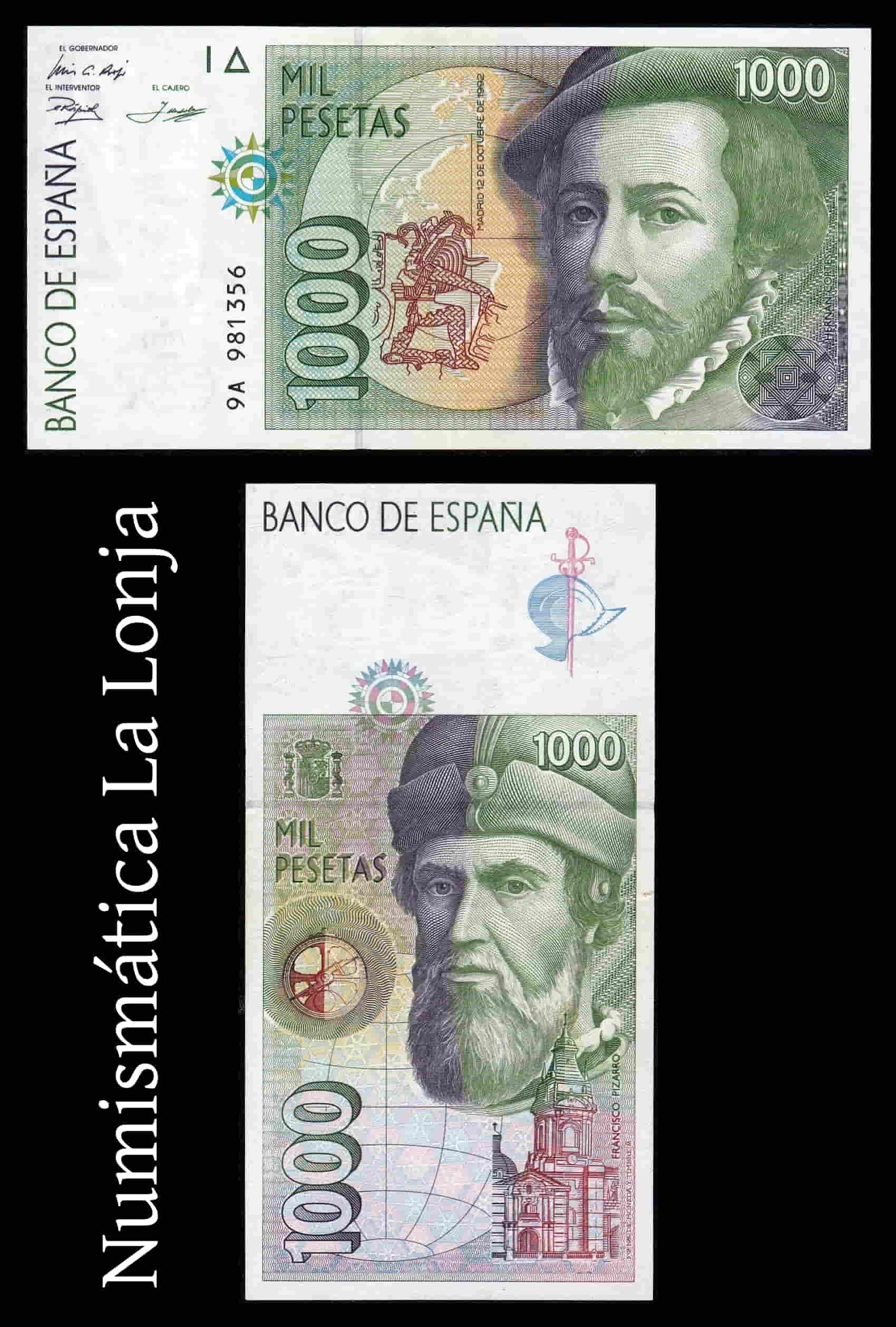España 1000 Pesetas 1992 Pick 163r Serie 9A Reposición Sc Unc