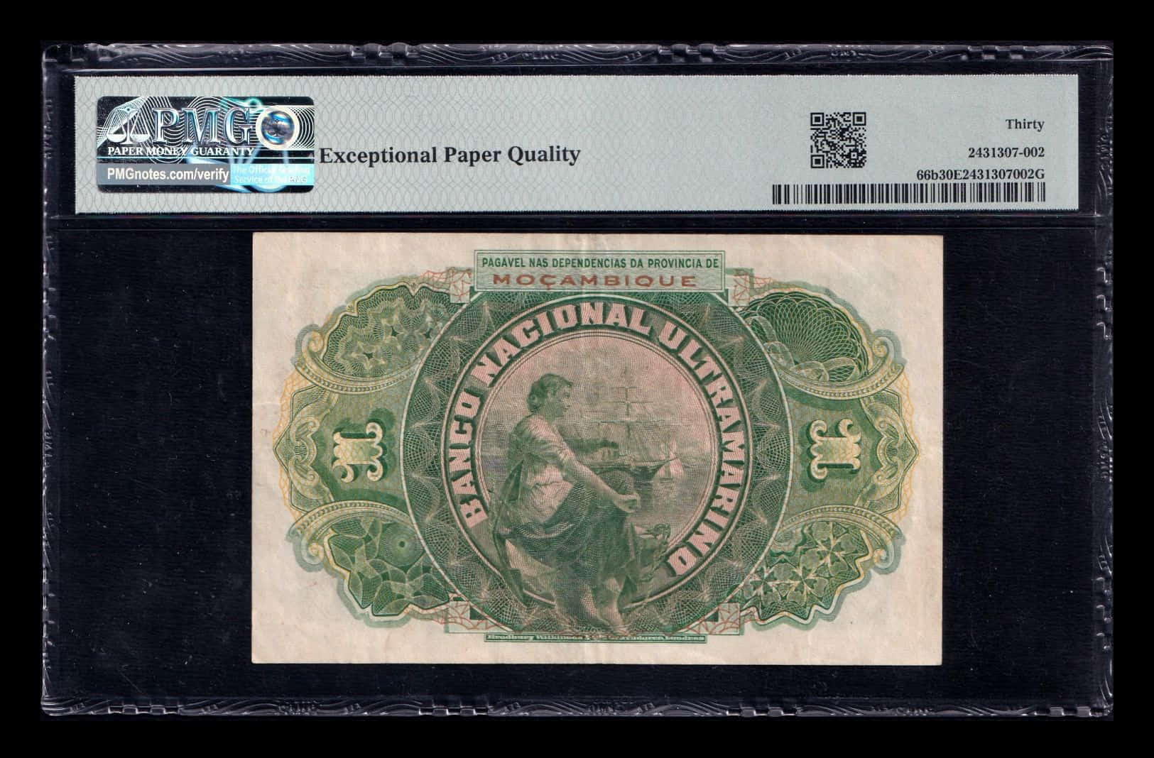 Alternative view of Mozambique 1 Escudo Francisco de Oliveira 1921 Pick 66b PMG 30 EPQ Mbc Vf
