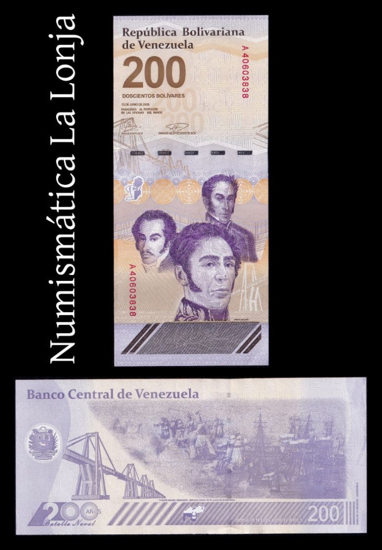 Venezuela 200 Bolívares Conmemorativo 2025 Pick 120b Nuevo Sc Unc