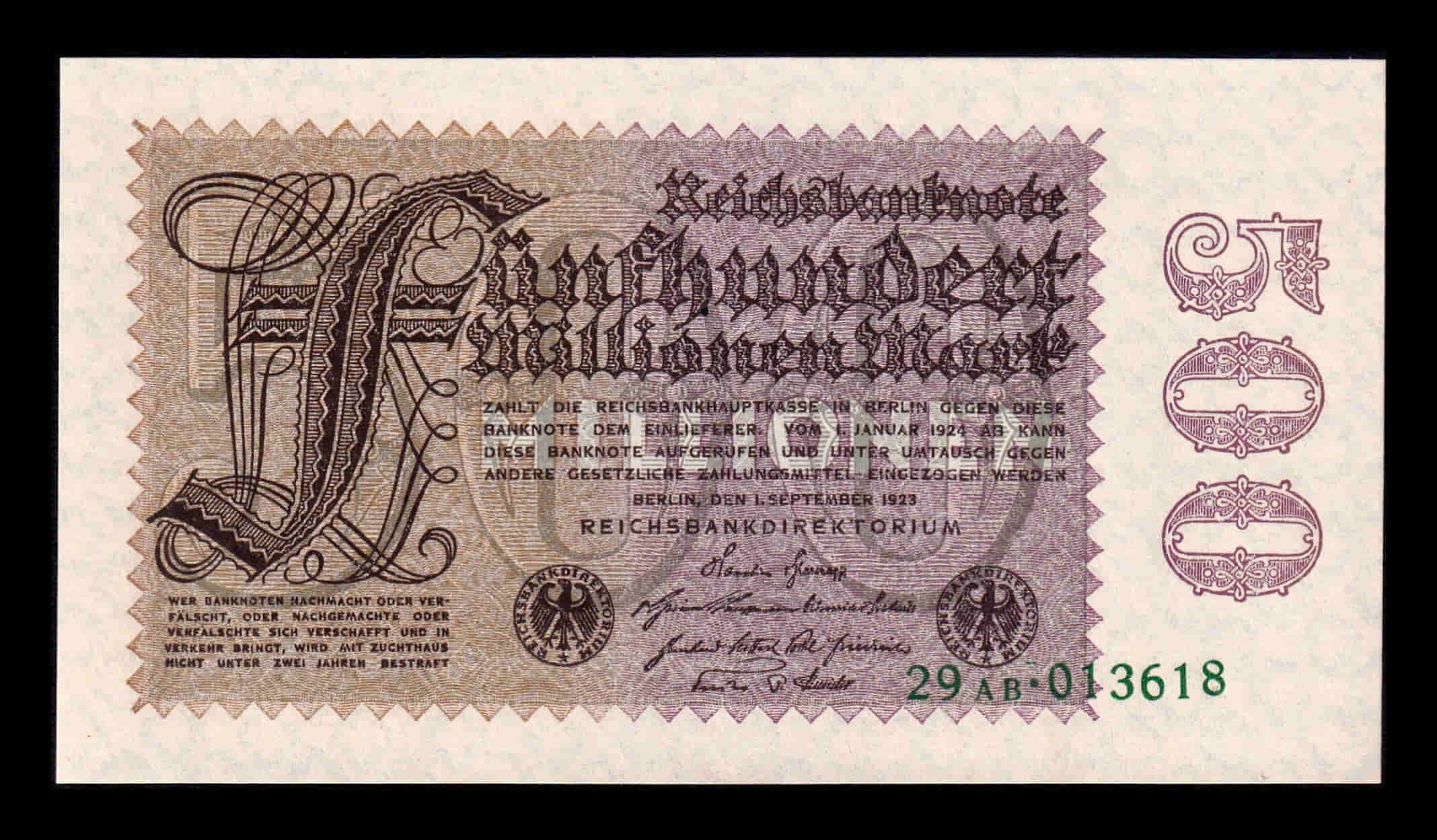 Alemania 500000000 Mark 1923 Pick 110b Sc Unc