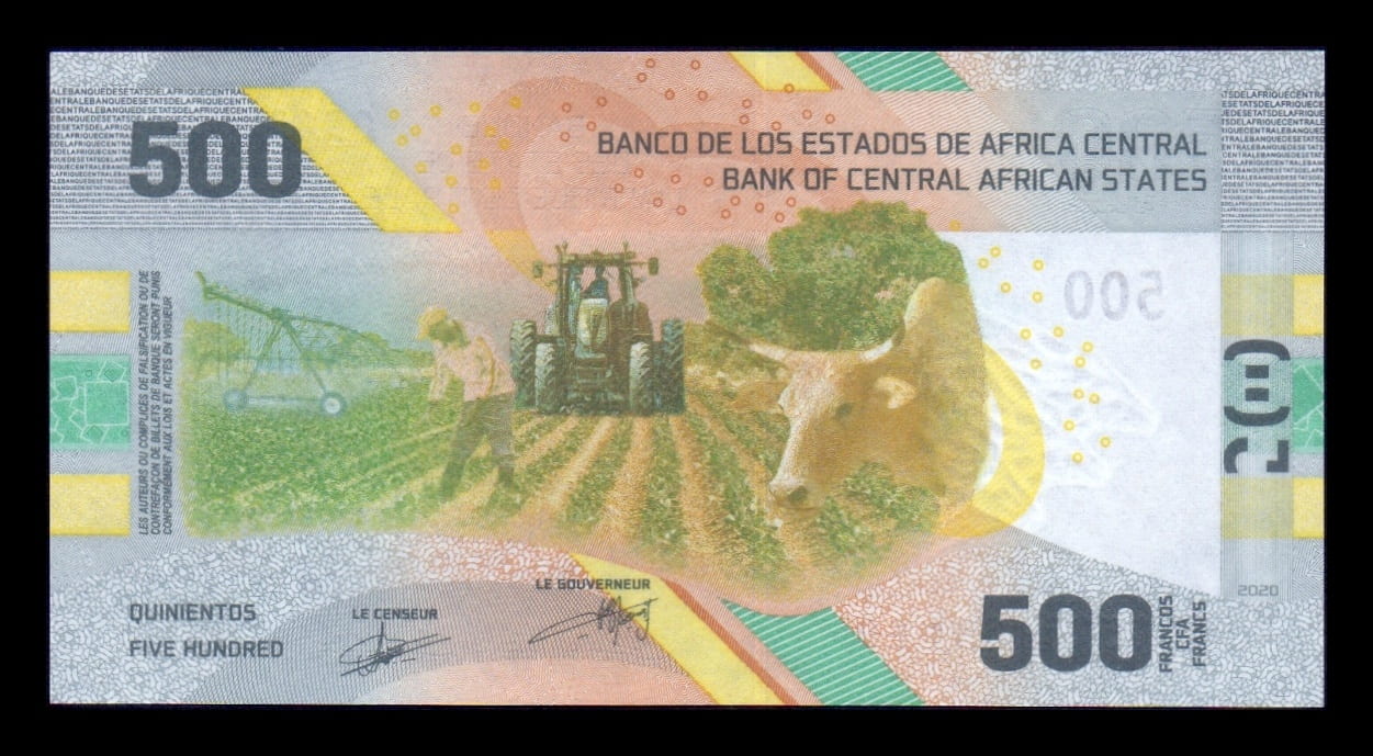 Alternative view of Estados de África Central 500 Francos CFA 2020 (2026) Pick 700b Sc Unc