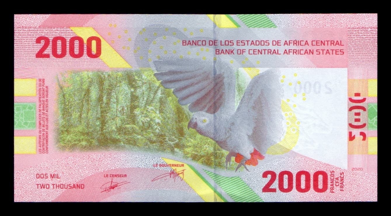 Alternative view of Estados de África Central 2000 Francos CFA 2020 (2026) Pick 702b Sc Unc