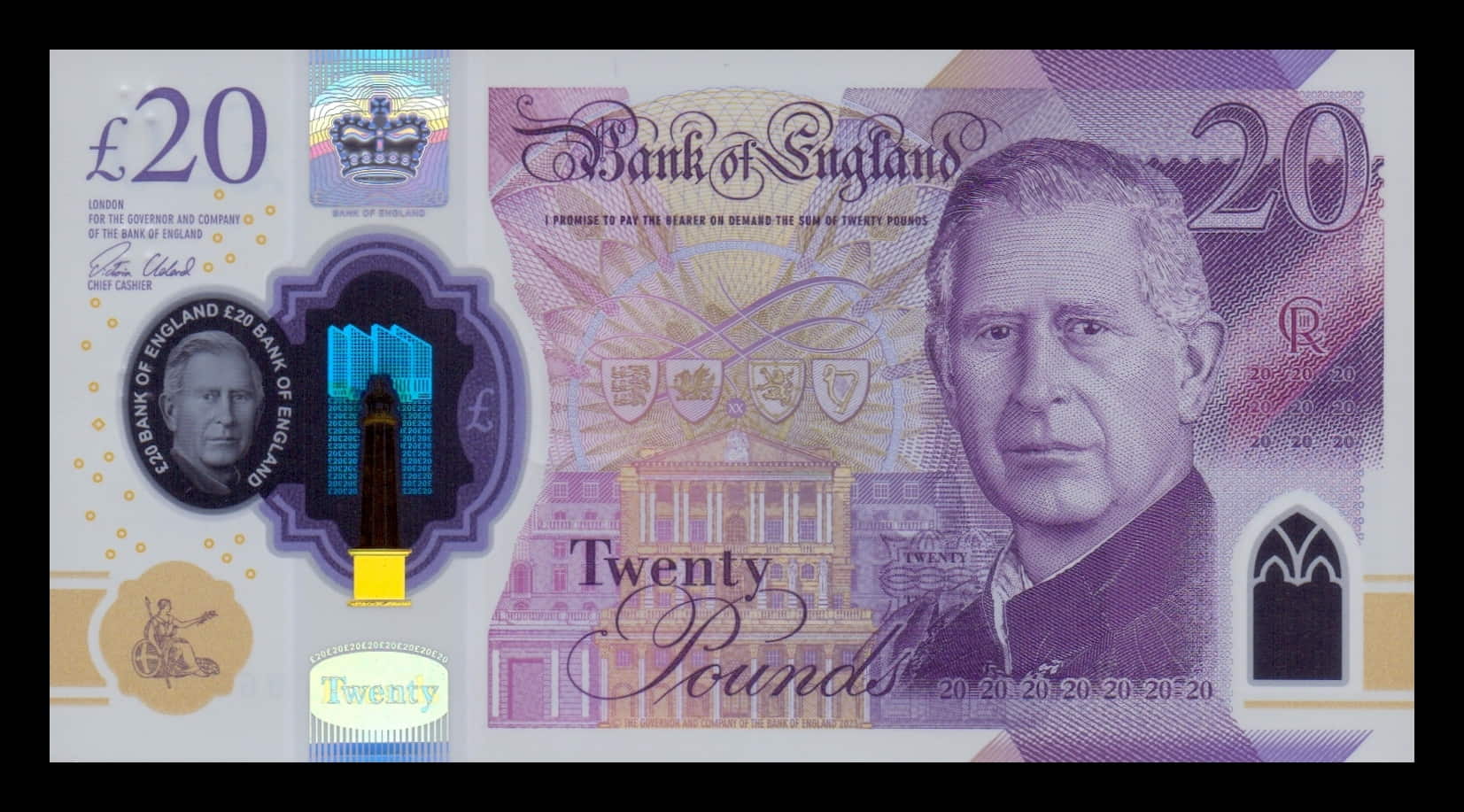 Gran Bretaña 20 Libras Carlos III 2023 (2025) Pick 400b Nuevo Polímero Sc Unc