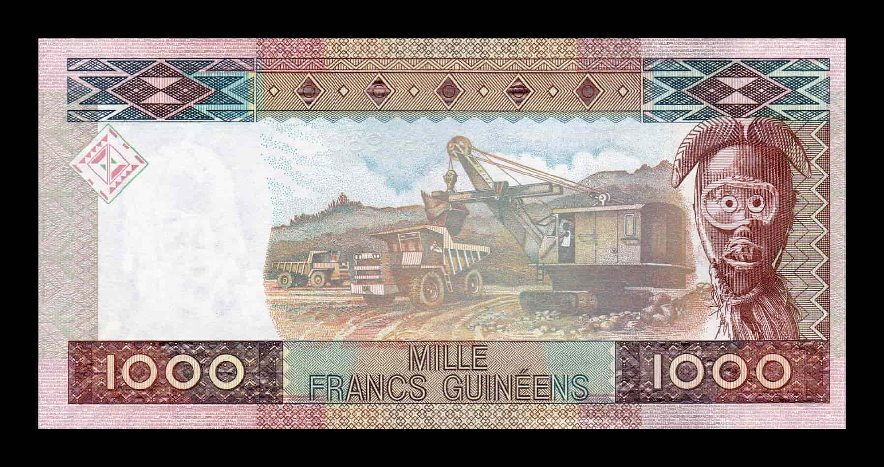 Alternative view of Guinea 1000 Francos Conmemorativo 2010 Pick 43a Sc Unc