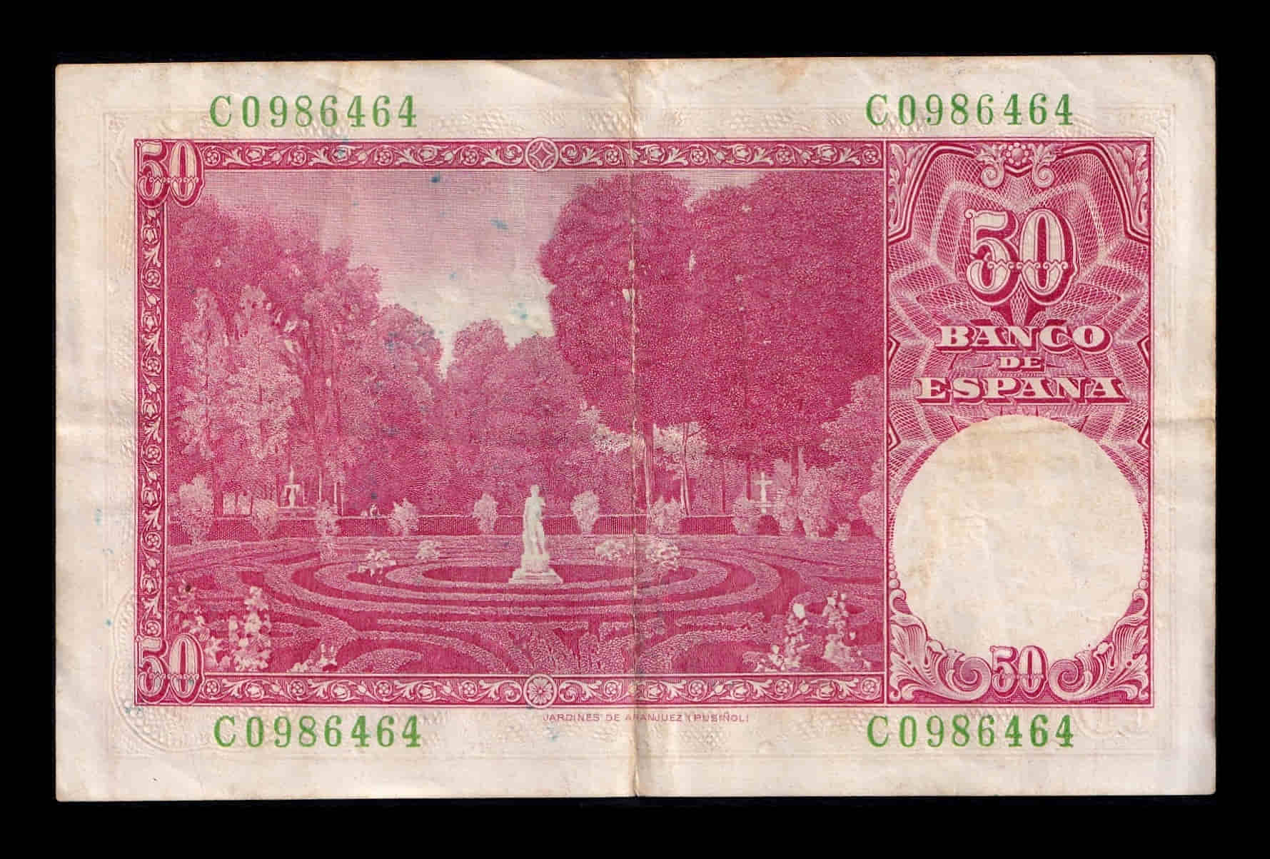 Alternative view of España 50 Pesetas Santiago Rusiñol 1951 Pick 141 Serie C Mbc/+ Vf/+