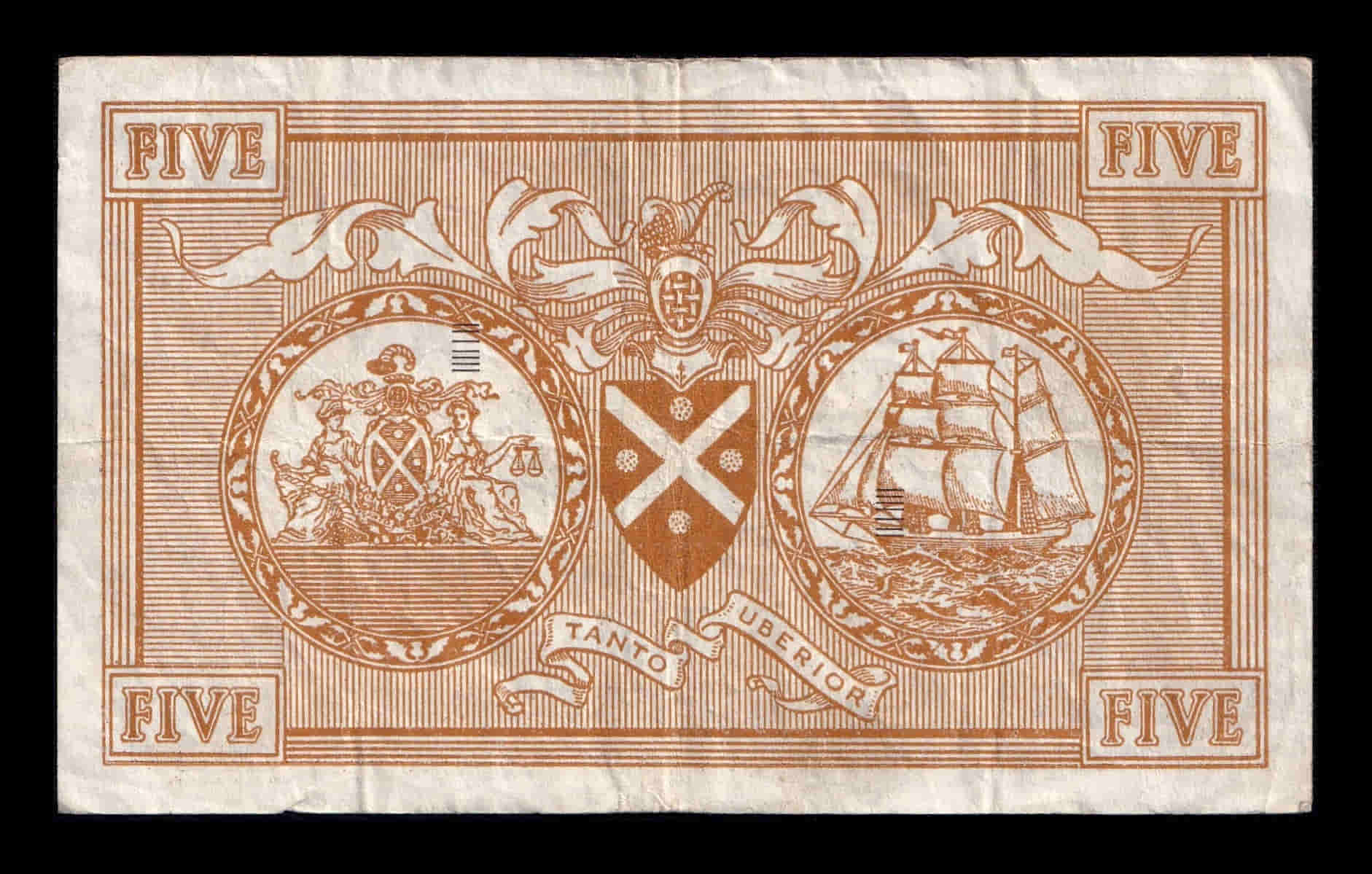 Alternative view of Escocia 5 Libras Esterlinas 1967 Pick 106d Bc/Mbc F/Vf