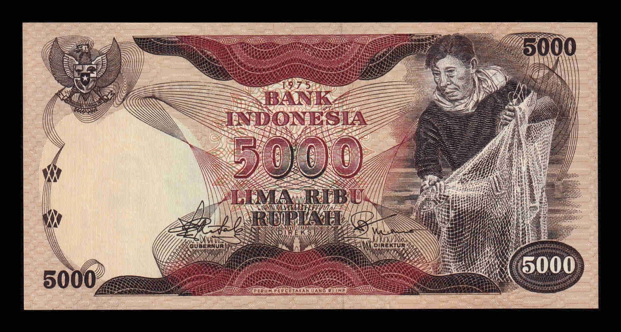 Indonesia 5000 Rupias 1975 Pick 114 Ebc/+ Xf/+