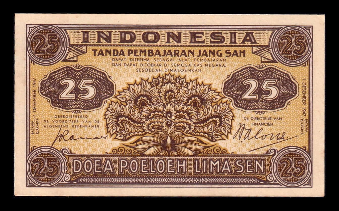 Indonesia 25 Sen 1947 Pick 32 Sc- aUnc