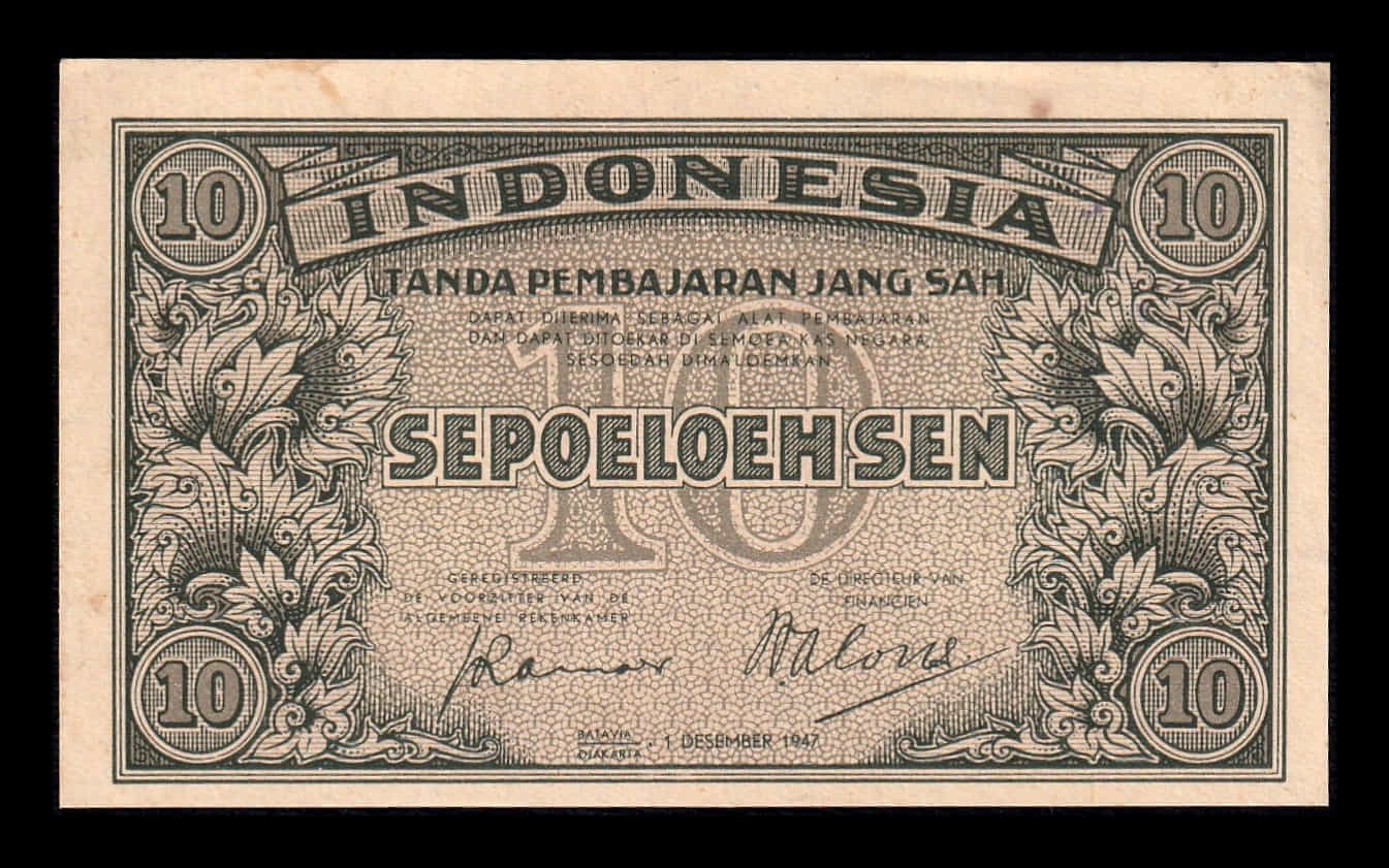 Indonesia 10 Sen 1947 Pick 31 Ebc+ Xf+