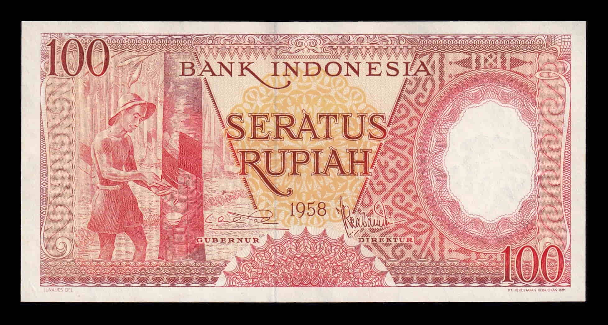 Indonesia 100 Rupias 1958 Pick 59 Ebc+ Xf+