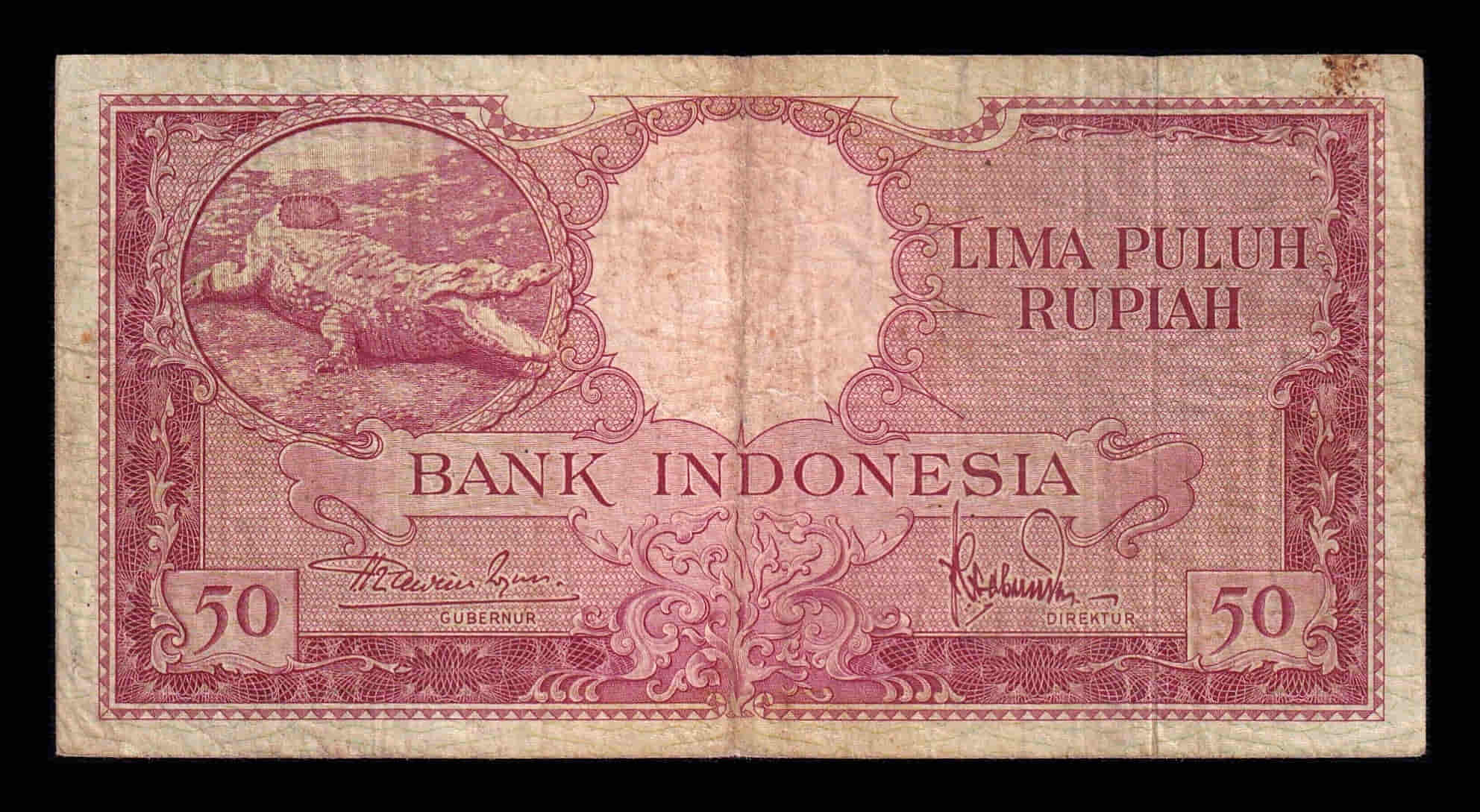 Indonesia 50 Rupias 1957 Pick 50 Bc/Mbc F/Vf