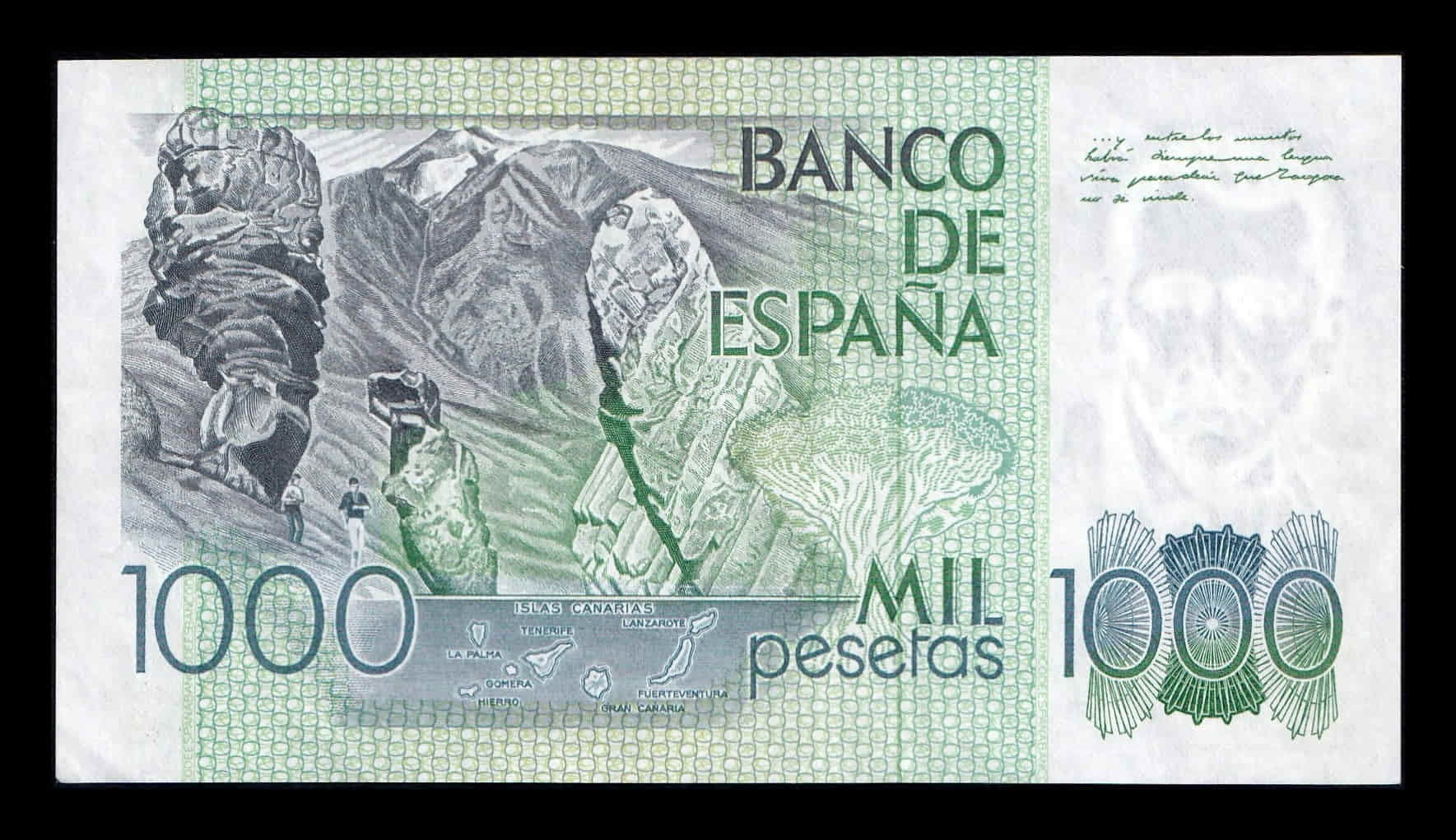 España Error Impresión 1000 Pesetas Benito Pérez Galdos 1979 Pick 158 Serie 4F Sc- aUnc - Imagen 2
