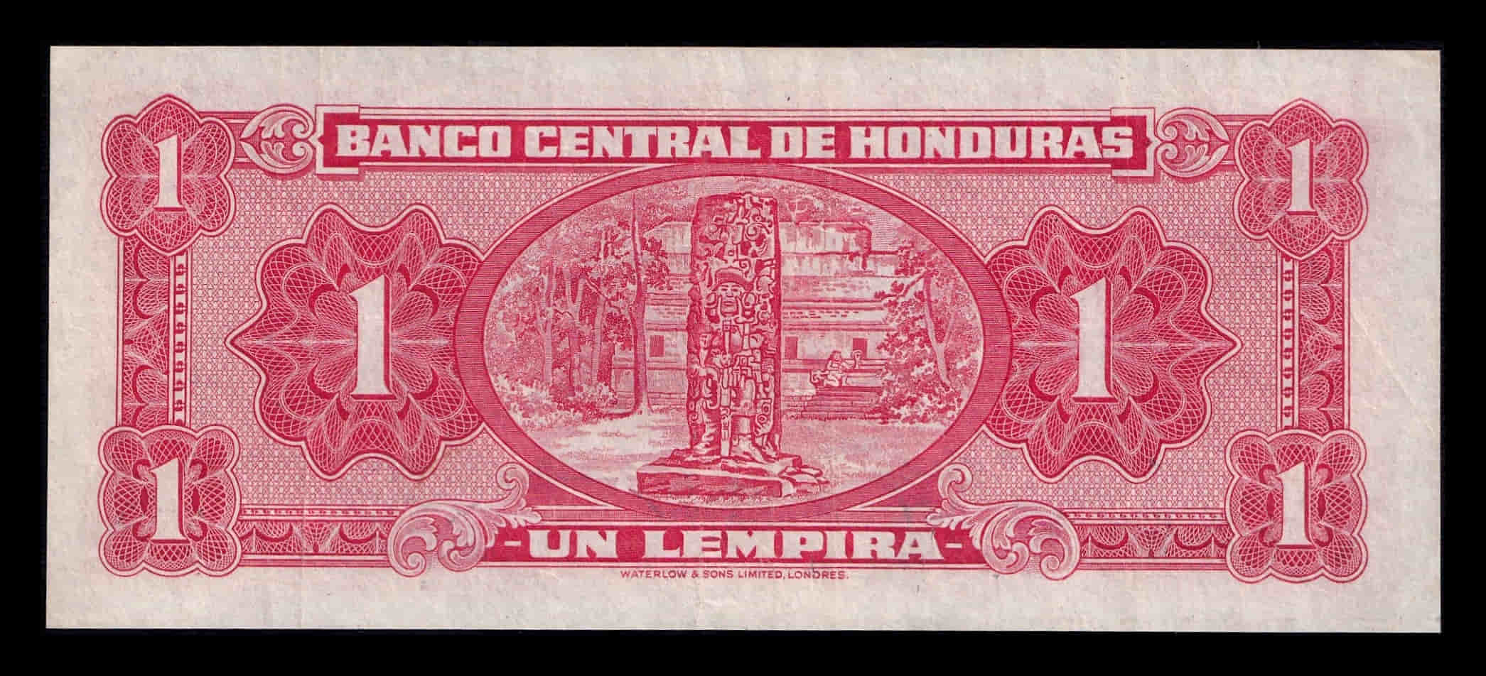 Alternative view of Honduras 1 Lempira 1951 Pick 45b Ebc Xf
