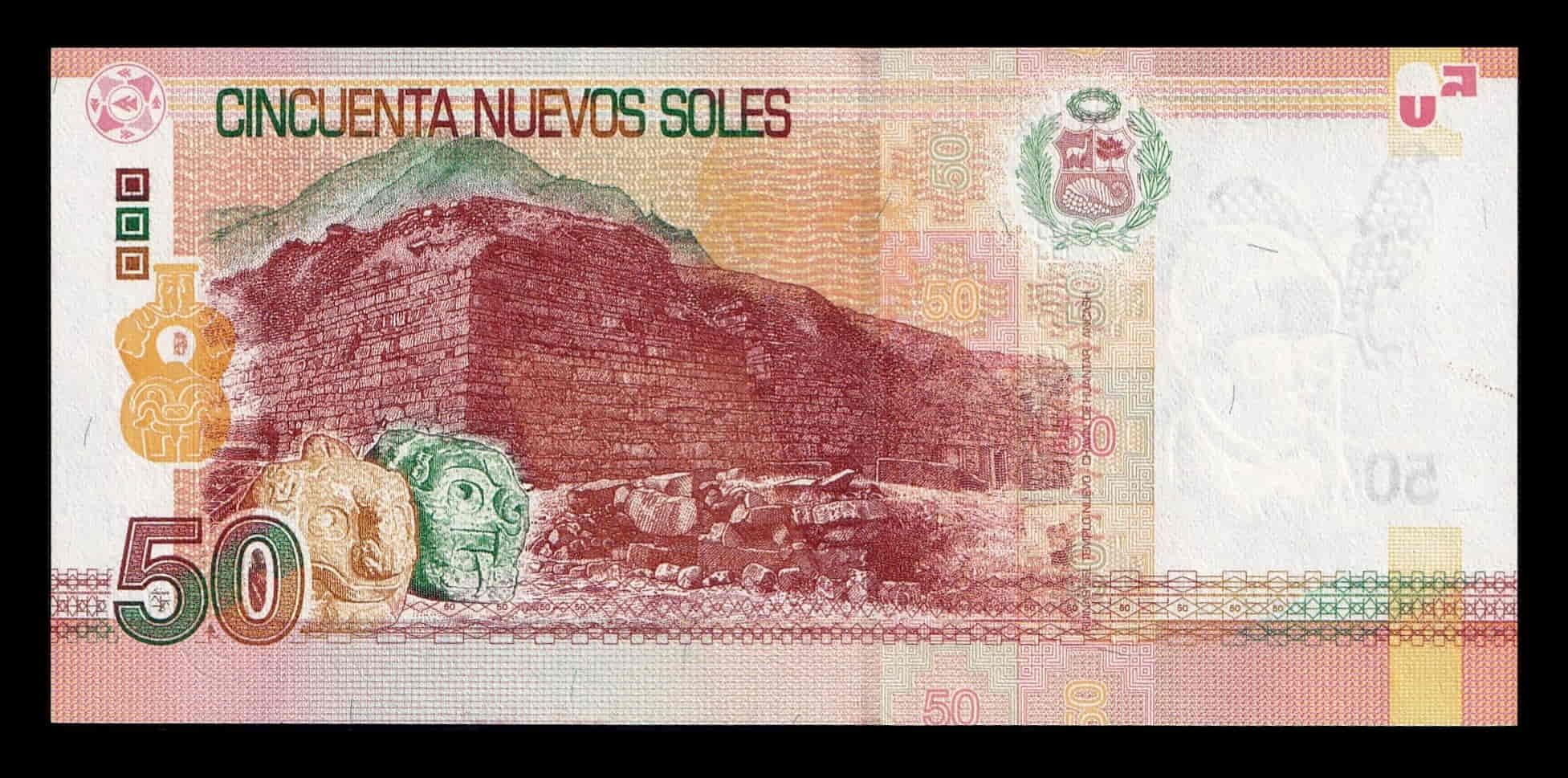 Alternative view of Perú 50 Nuevos Soles Abraham Valdelomar 2012 Pick 189 Numeración baja Sc Unc